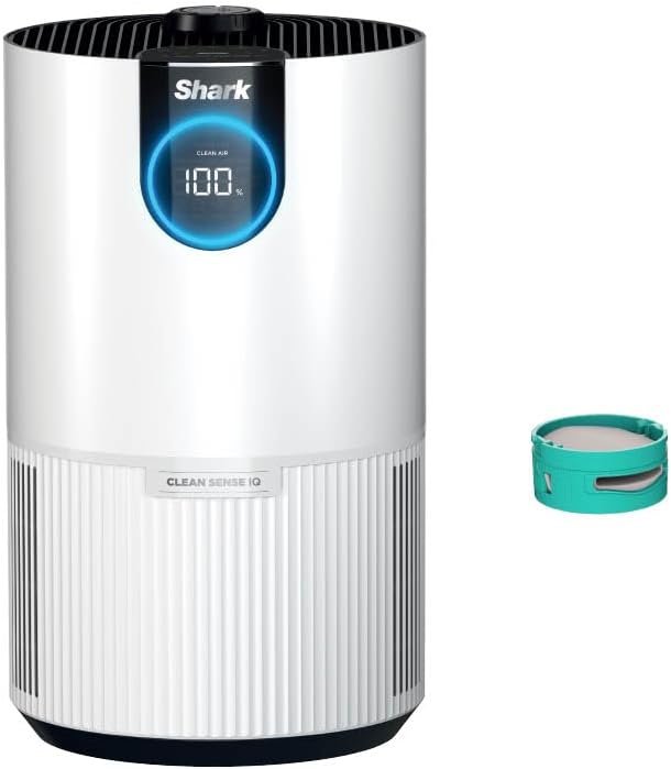 Shark Clean Sense Air Purifier with Odor Neutralizer, HP132, White | HEPA-Exceeding Filter, 500 Sq. Ft. for Office, Small Bedroom, Captures Pollutants, Pet Dander, Dust, Odor, Smoke, and More