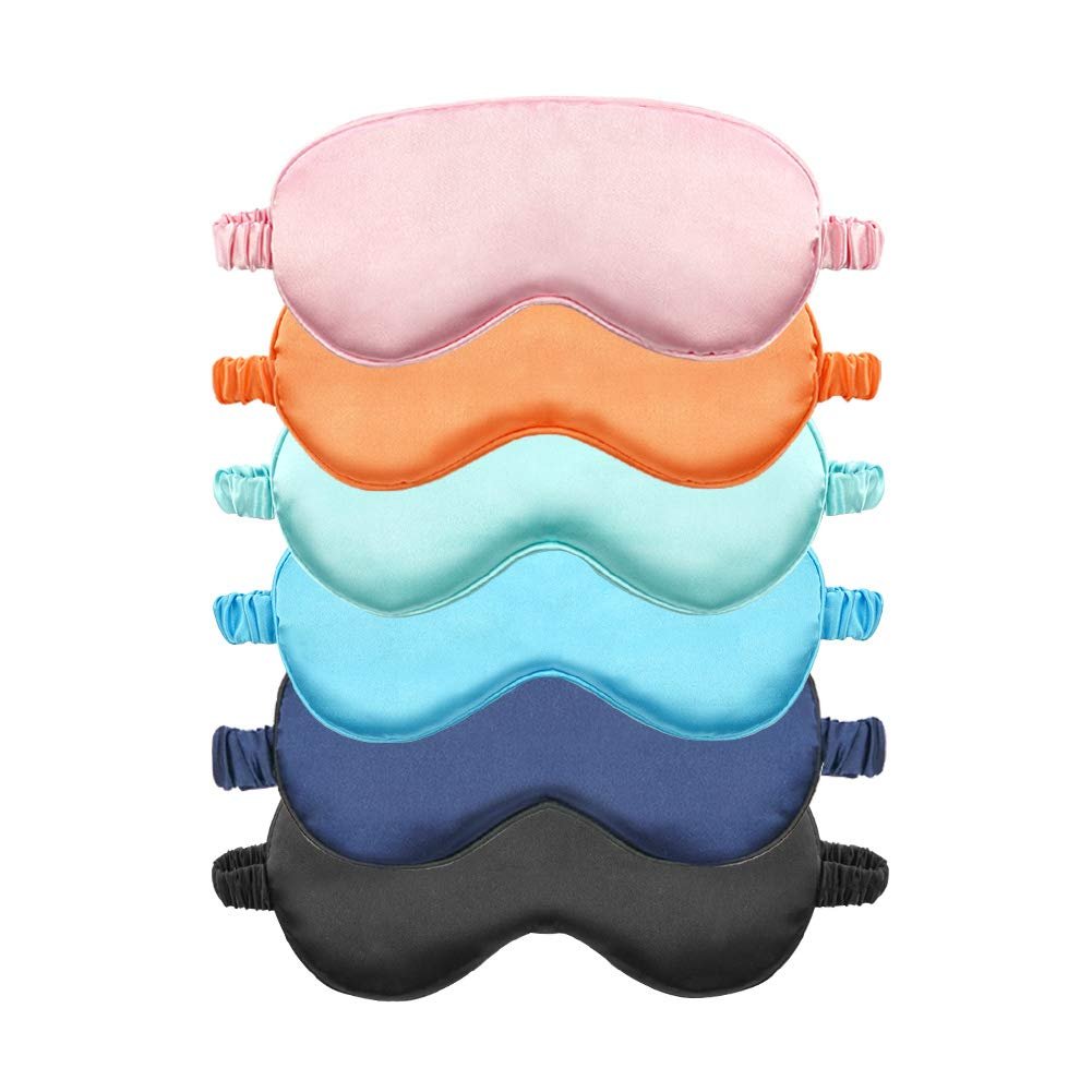 Silk Satin Eye Mask Color Assorted 6-Pack Smooth Sleeping Mask Eye Shade