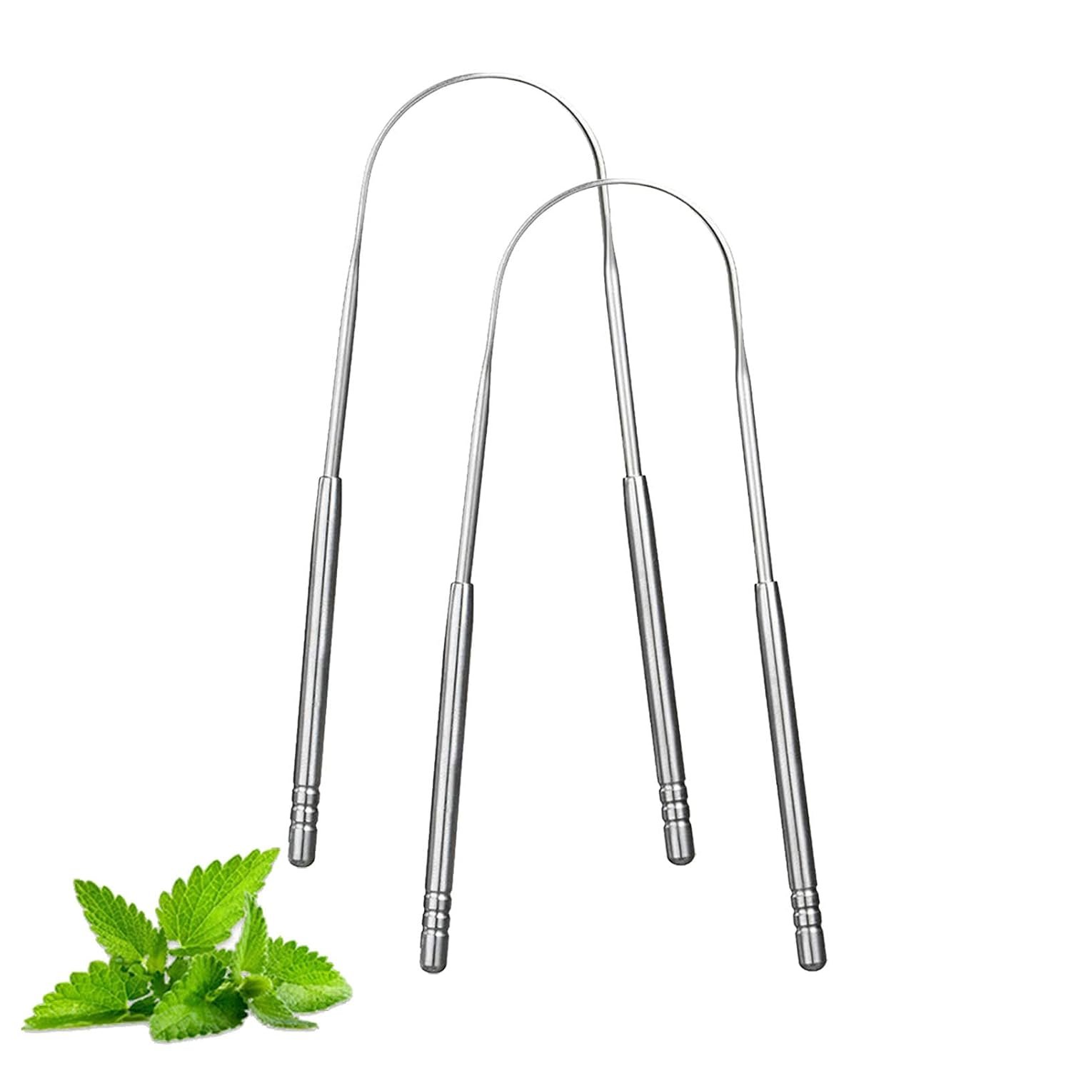 2 Pack Tongue Scraper for Adults, Stainless Steel Tongue Cleaners | Reduce Bad Breath and Fresh Breath(Silver)