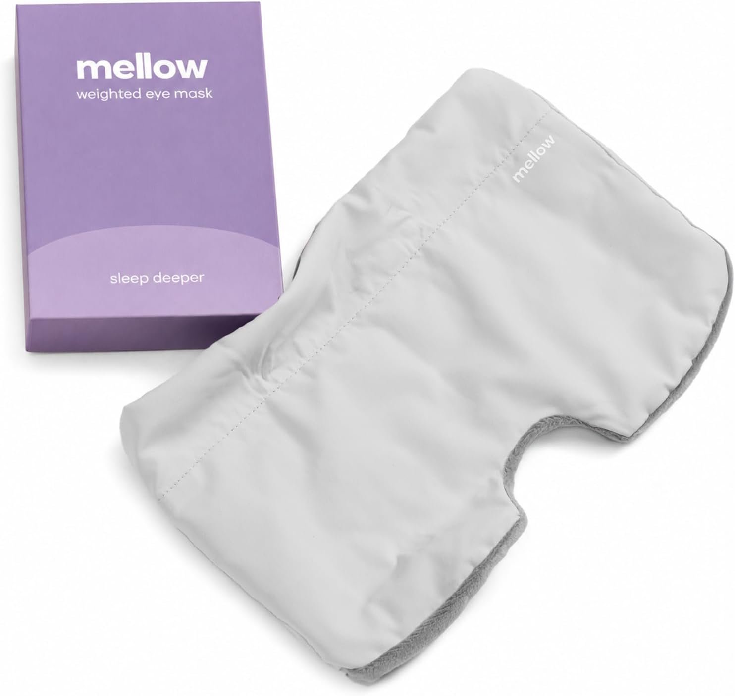 Mellow Weighted Sleep Eye Mask for Sleeping, Naps & Relaxation, Washable | 99% Blackout Cooling & Plush Reversible Eye Mask with 180g Weighted Glass Beads, Machine Washable, hot sleepers