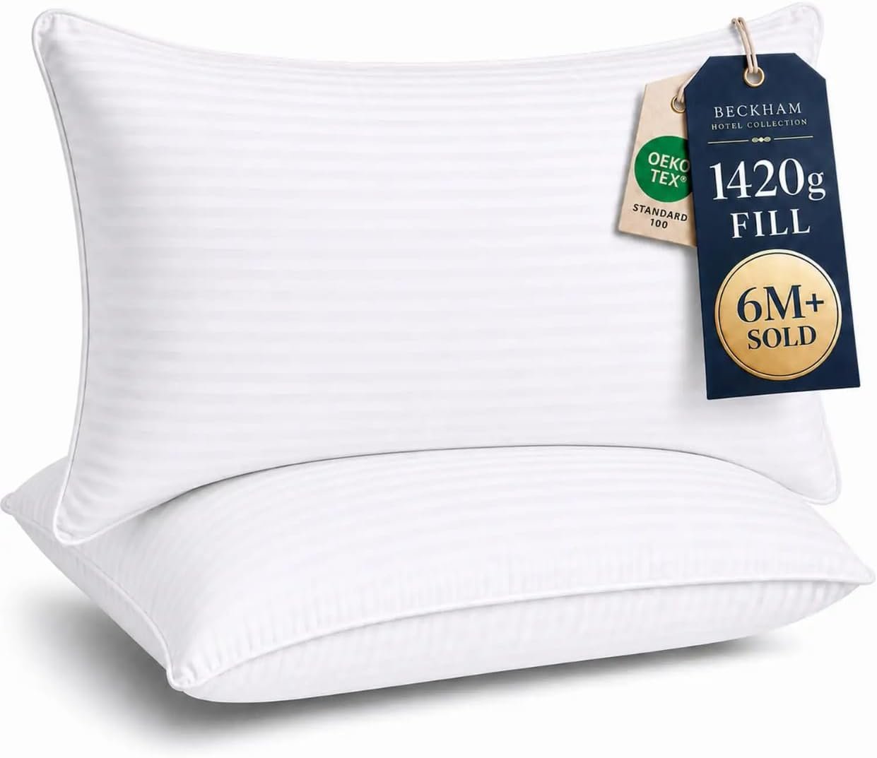 Beckham Hotel Collection Bed Pillows King Size Set of 2 – Down Alternative Pillow for Back, Stomach or Side Sleepers | Down Alternative Pillow for Back, Stomach or Side Sleepers