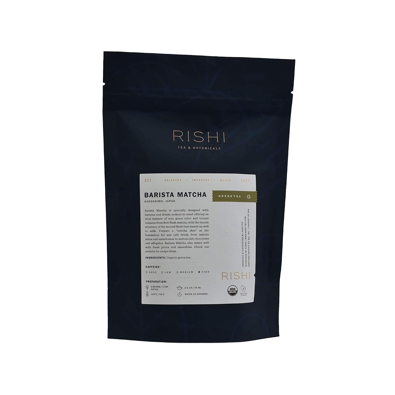 Rishi Tea Barista Matcha Organic Japanese Green Tea Powder, 3.52oz | Cafe-Quality Matcha Drink Powder, Energizing, Focus, Sustainable, Enjoy Hot or Iced, 50+ Servings
