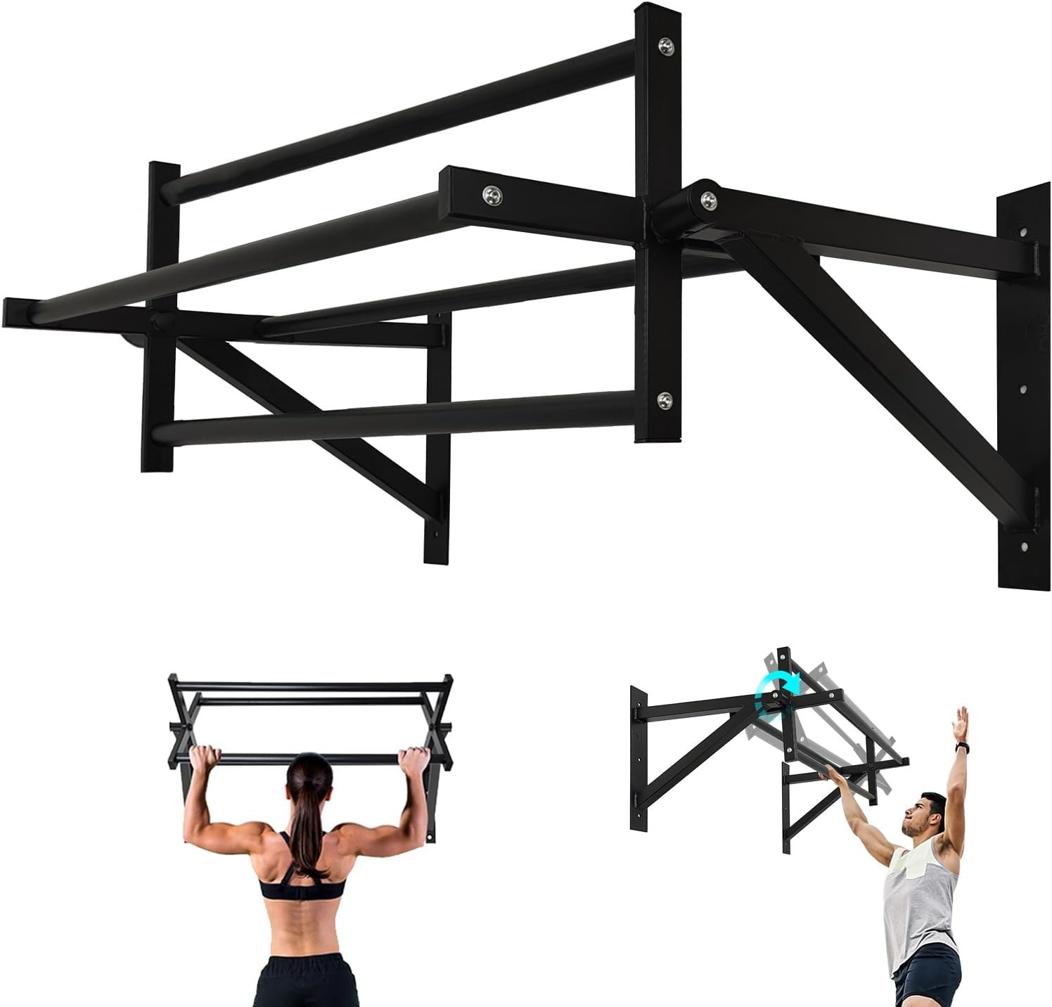 Wall Mounted Pull Up Bar Multifunctional Chin Up bar for Home Gym | Heavy Duty Multifunctional,Power Tower Set,Training Equipment Fitness Dip Stand,Supports to 440 Lbs