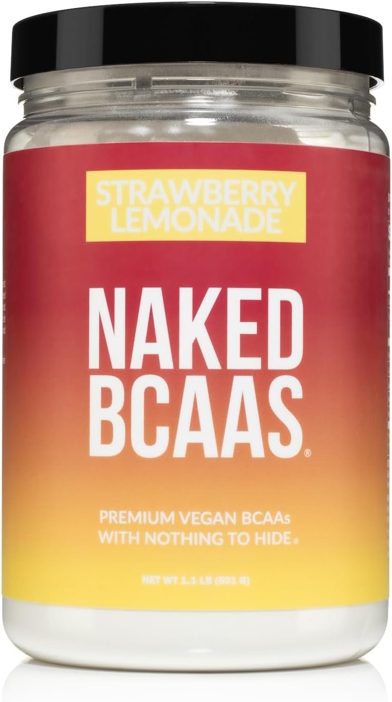 NAKED Strawberry Lemonade BCAAs Amino Acids Powder, 100% Pure 2:1:1 Formula, Vegan Branched Chain Amino Acids, Instantized All Natural BCAA Powder Supplement – 501 Grams, 34 Servings