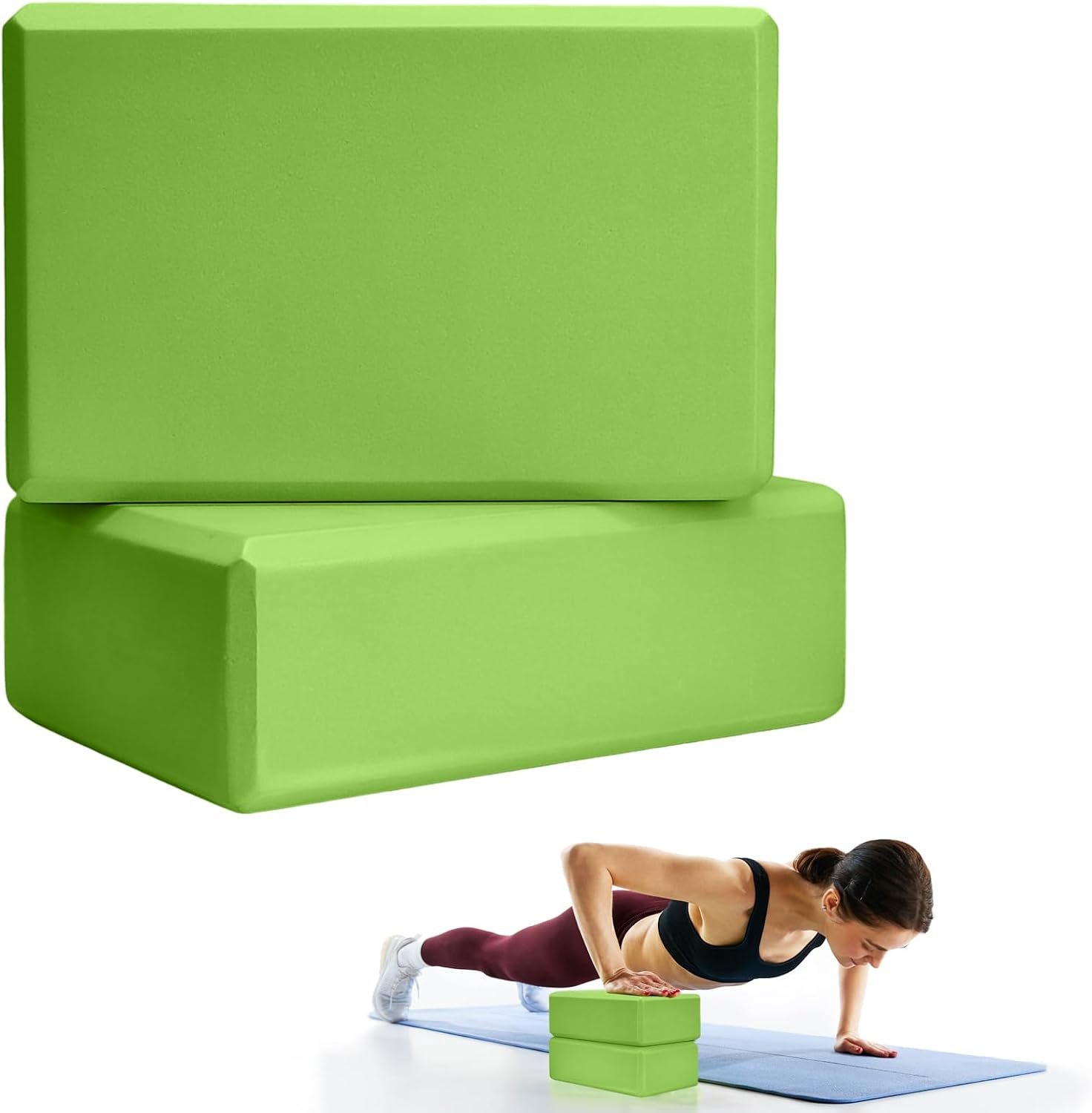 Septo 2 Pcs Yoga Blocks, 9x6x3 Inch Foam Blocks for Pilates | High density EVA foam Yoga Props lightweight non-slip surface for meditation stretching balance training