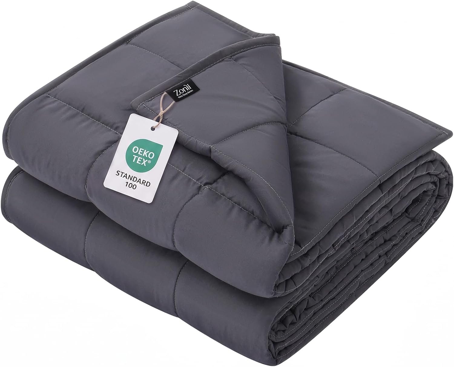 ZonLi Weighted Blanket for Adults (60″x80″, 20lbs, Dark Grey) | Queen Size High Breathability Cooling Heavy Blanket, Soft Material with Premium Glass Beads, All-Season, Easy Care