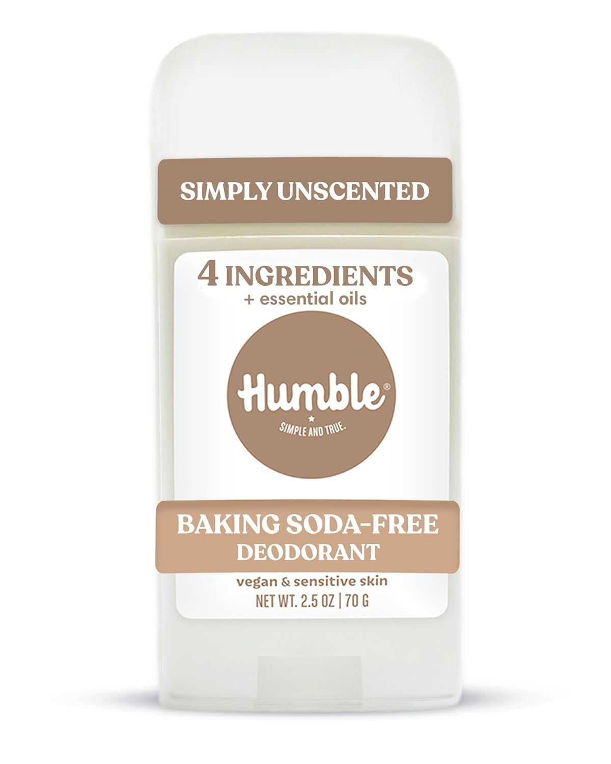 Humble Aluminum-Free Deodorant, Simply Unscented – 1 Pack | Baking Soda-Free, Clean, Fresh, Natural, Essential Oils, Sensitive Skin, Long-Lasting Odor Control, Cruelty-Free, Men & Women