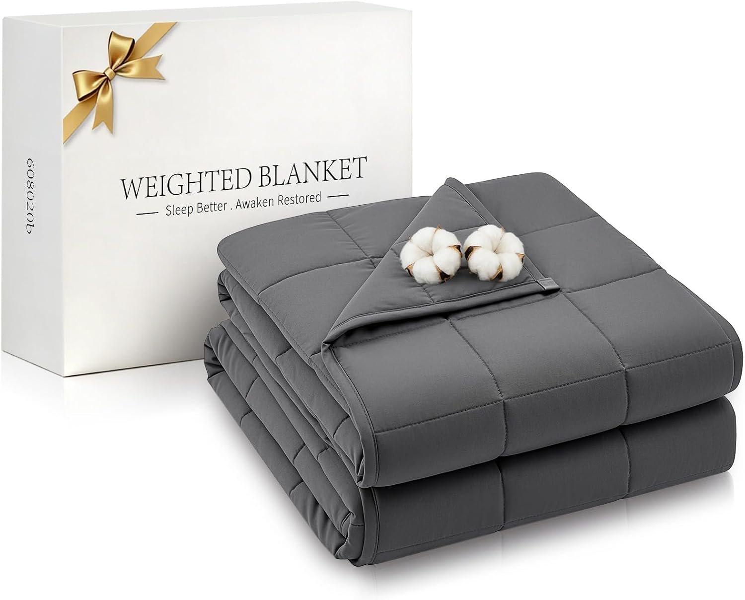 RJOP Cooling Weighted Blanket for Adults (15lbs, 60″x80″) Heavy Blanket with Premium Glass, Queen Size Perfect for 190-210 lbs, Soft Breathable, Dark Grey