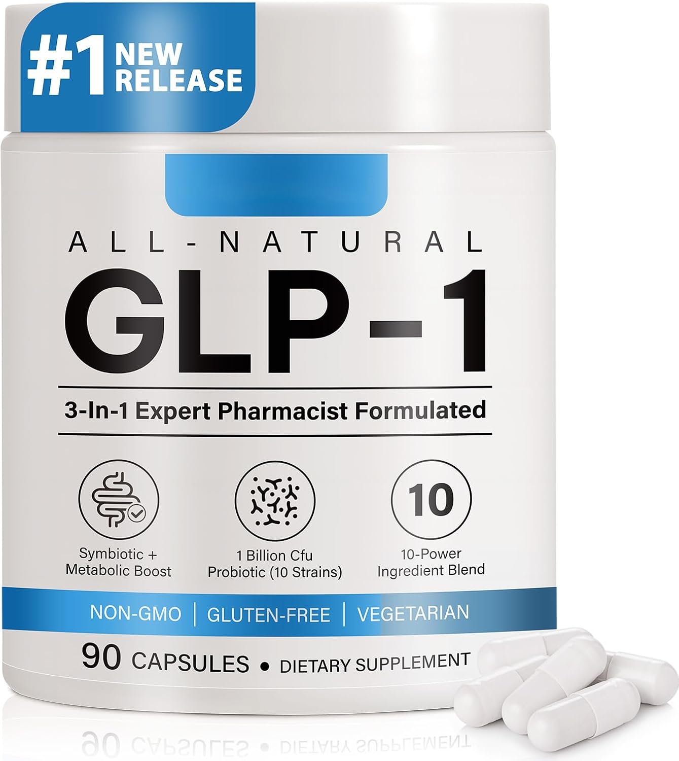 GLP-1 Supplement for Women and Men, Hunger & Metabolism Support – Support GLP1 Naturally, with Prebiotic & Probiotic Blend (90 Capsules)