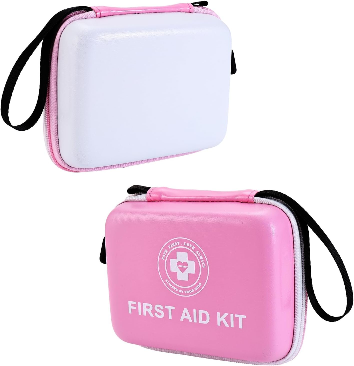 Small First Aid Kit – 165 Piece Dual-Color Emergency Medical Kit with Hard Shell & Fluorescent Exterior Coating, Emergency First Aid Kit for Home, Car, Travel, Hiking & Outdoor(Pink/White)