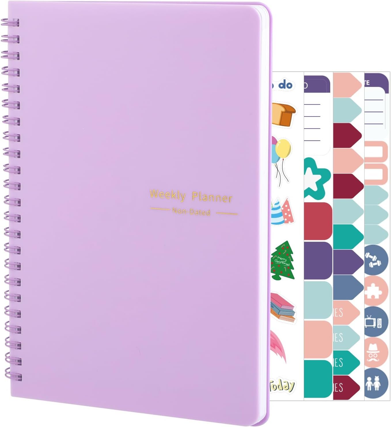 Thboxes A5 Weekly Planner Notebook, 52 Week Undated Journal for Women, Kids | Spiral Binding, Stickers, Planners for Home, Work, Office, College, School Supplies for Girls, Boys, Students, Teachers Gifts