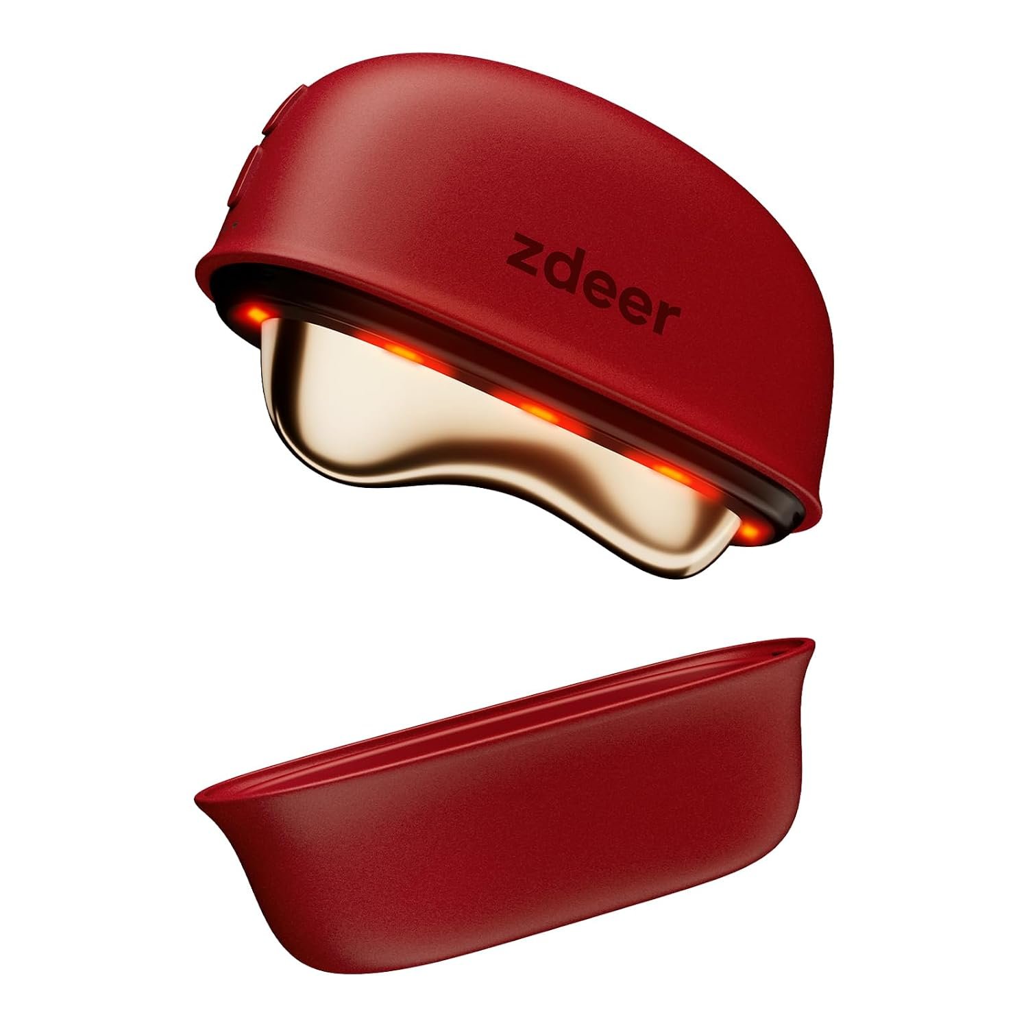 ZDEER GS5 Electric Heated Gua Sha Tool, Red Light Face Massager, Red | Brass Facial Massager with Vibration, Beauty Device for Face & Neck, Skin Firming Device for Facial Sculpting, Gift for Women