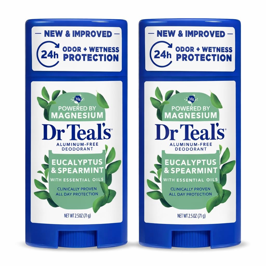 Dr. Teals Eucalyptus Deodorant Gift Set (2 Pack, 2.5oz Ea.) – Eucalyptus Essential Oils with Shea Butter & Arrowroot Powder – Aluminum, Paraben, & Phthalate Free – Dermatologist Tested