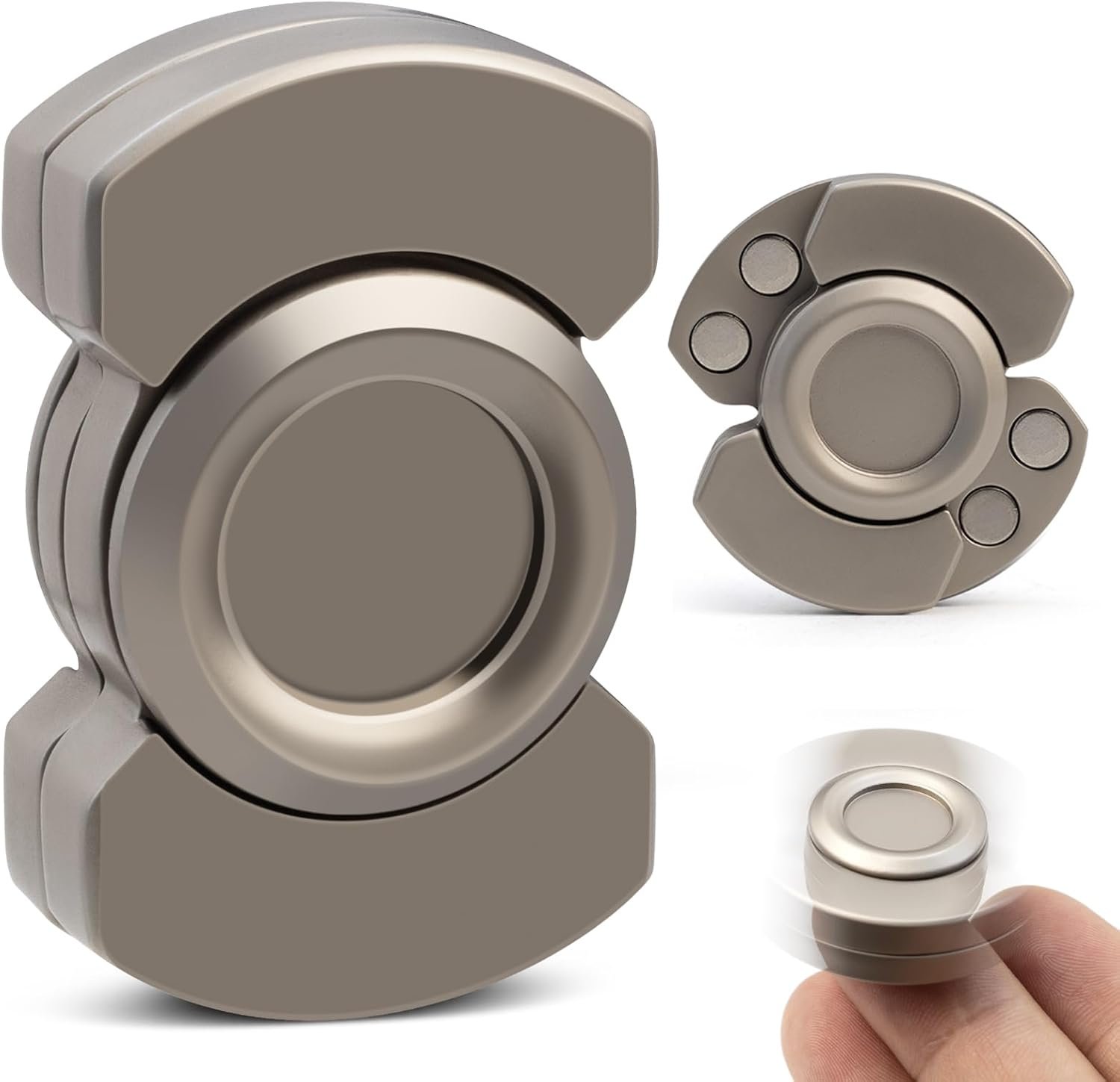 3-in-1 Fidget Toys Adults Kid: Spinner, Slider & Clicker – Magnetic Stainless Steel Bearing for Super-Stable Rotation – Stress Relief, Enhanced Focus, and Habit Breaking, Silver