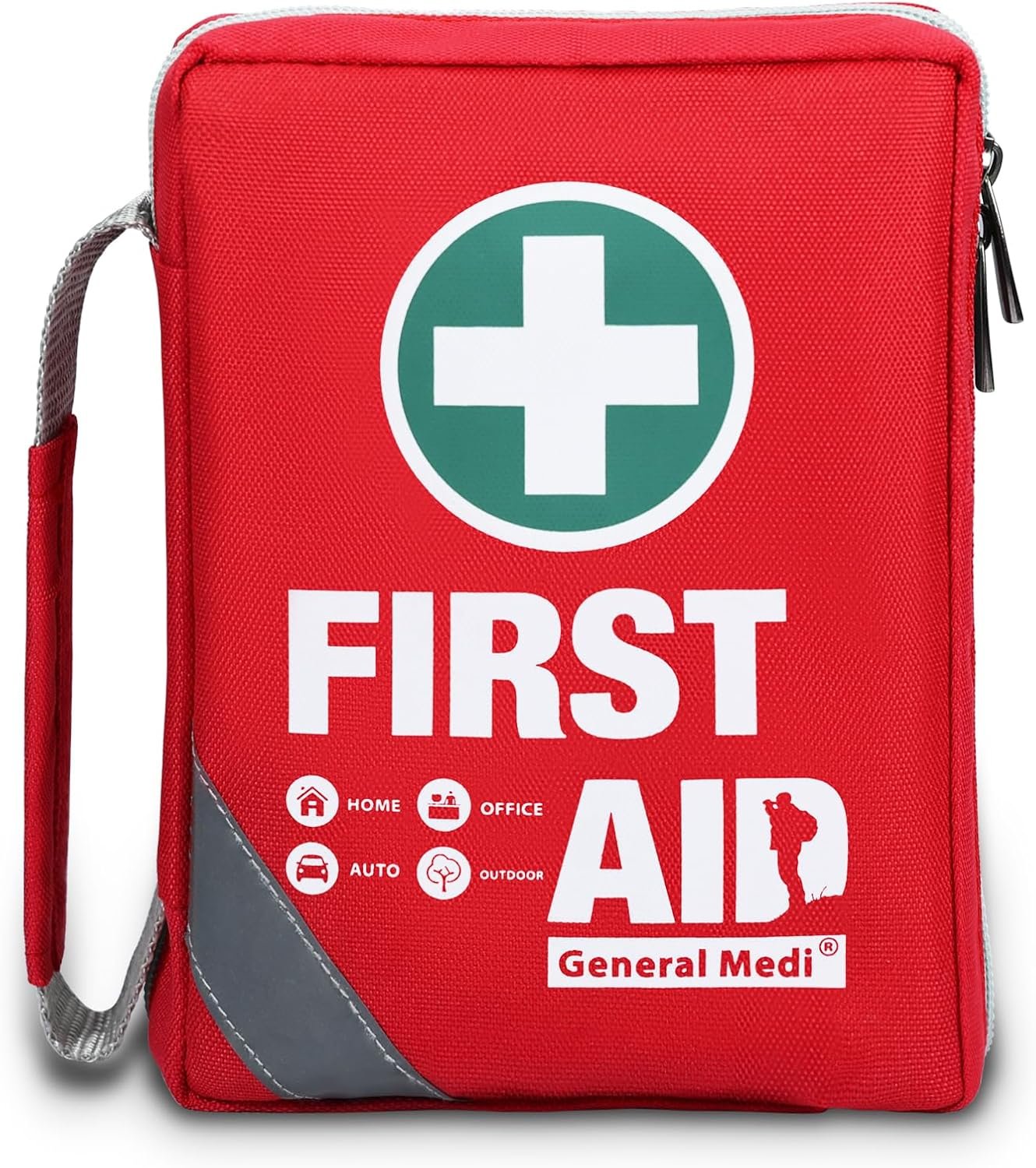 General Medi First Aid Kit – Small Compact First Aid Kit Bag(175 Piece) – Reflective Bag Design- Includes Instant Cold Pack, Emergency Blanket for Travel, Home, Office, Vehicle,Camping