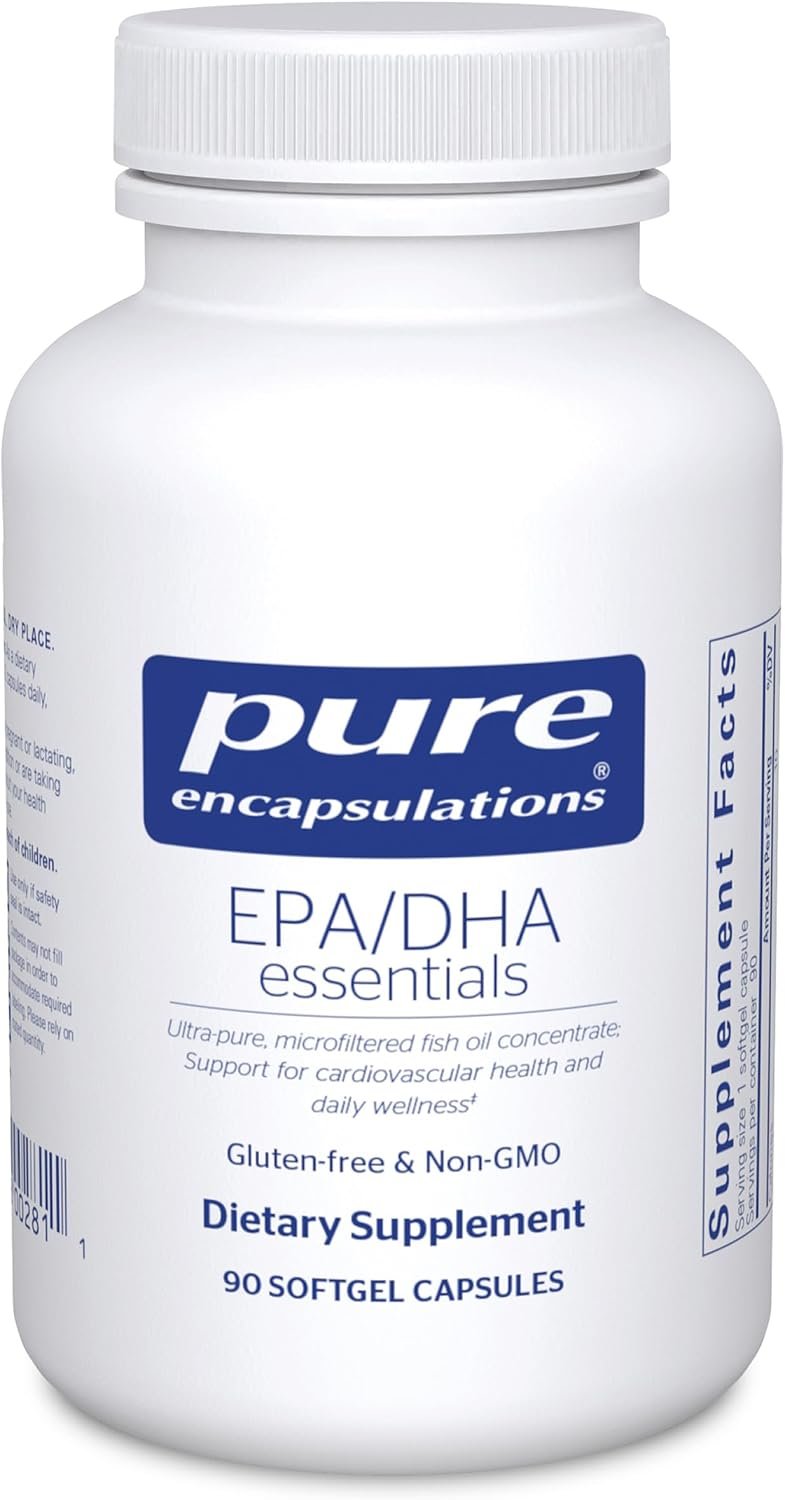 Pure Encapsulations EPA/DHA Essentials – Fish Oil Concentrate Supplement to Support Cardiovascular Health* – Premium EPA & DHA Supplement with Omega 3-90 Softgel Capsules