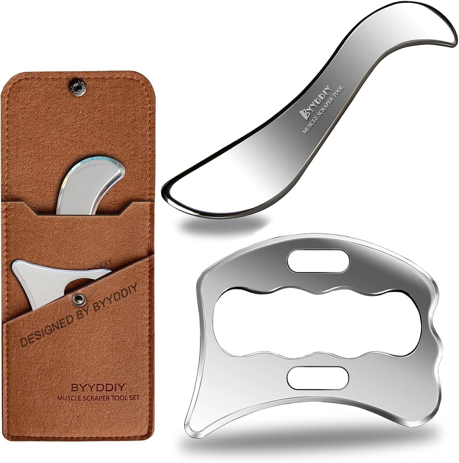 SD 2 in 1 304Stainless Steel GuaSha Muscle Scraper Tools Set,Scar Tissue Tool,Physical Therapy Tools,Muscle Scraping Tool,Massage Scraper,IASTM Tools,Soft Tissue Massage Tool (SD2)