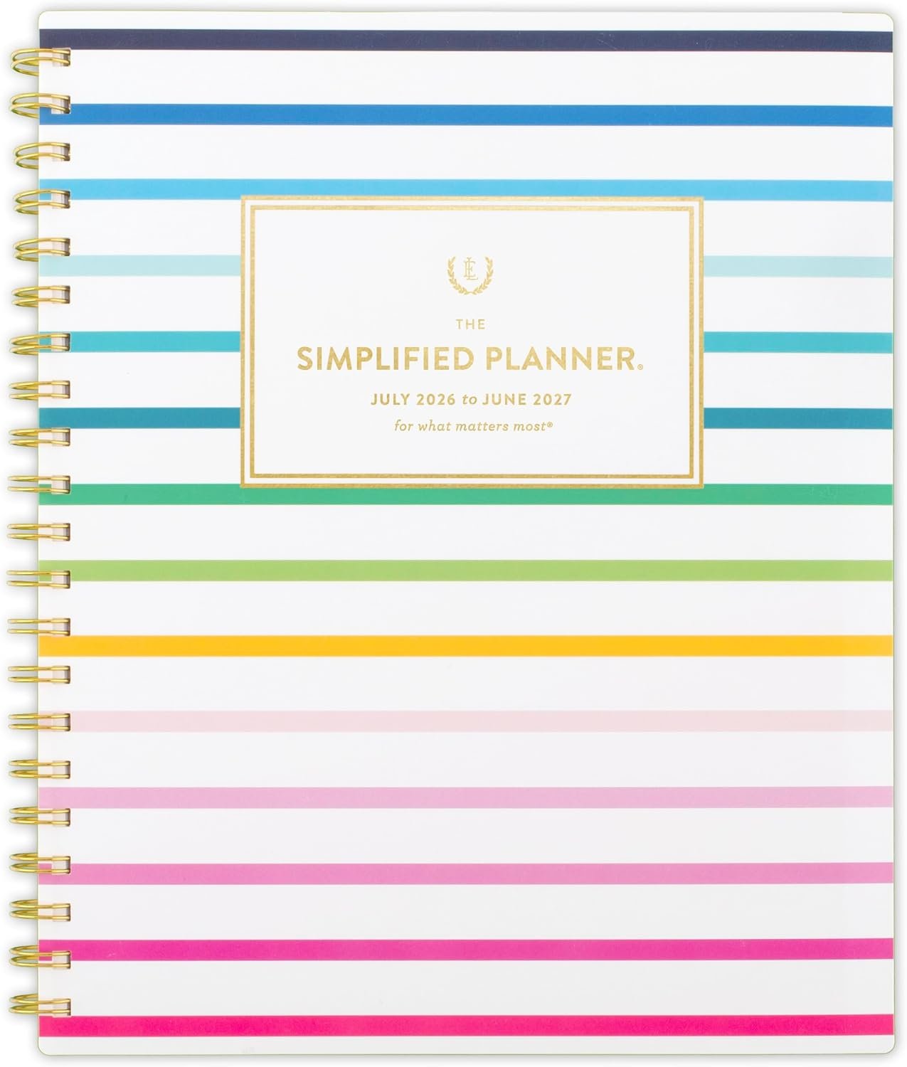 AT-A-GLANCE Planner 2026-2027 Weekly & Monthly Academic 12-Month July-June, 8-1/2″ x 11″, Simplified by Emily Ley, Happy Stripe (EL49-905A)