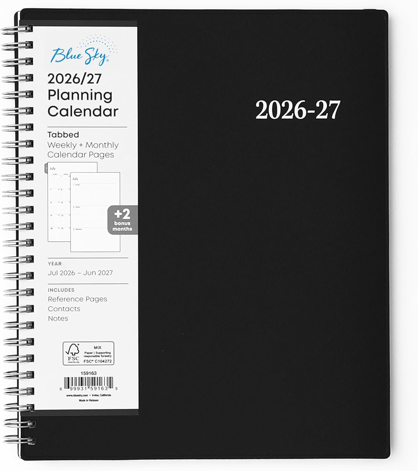 Blue Sky 2026-2027 Weekly & Monthly Academic Planner, 7″x9″, Enterprise | July 2026 – June 2027, Flexible Cover, Wirebound, Laminated Tabs, Academic Year