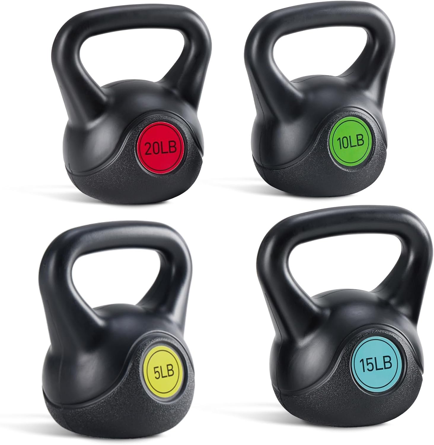 Hard Kettlebell Set, Workout Strength Training Exercise Equipment | Concrete Kettlebell Set for Women & Men, Wide Bottom & Handle, HDPE Coated
