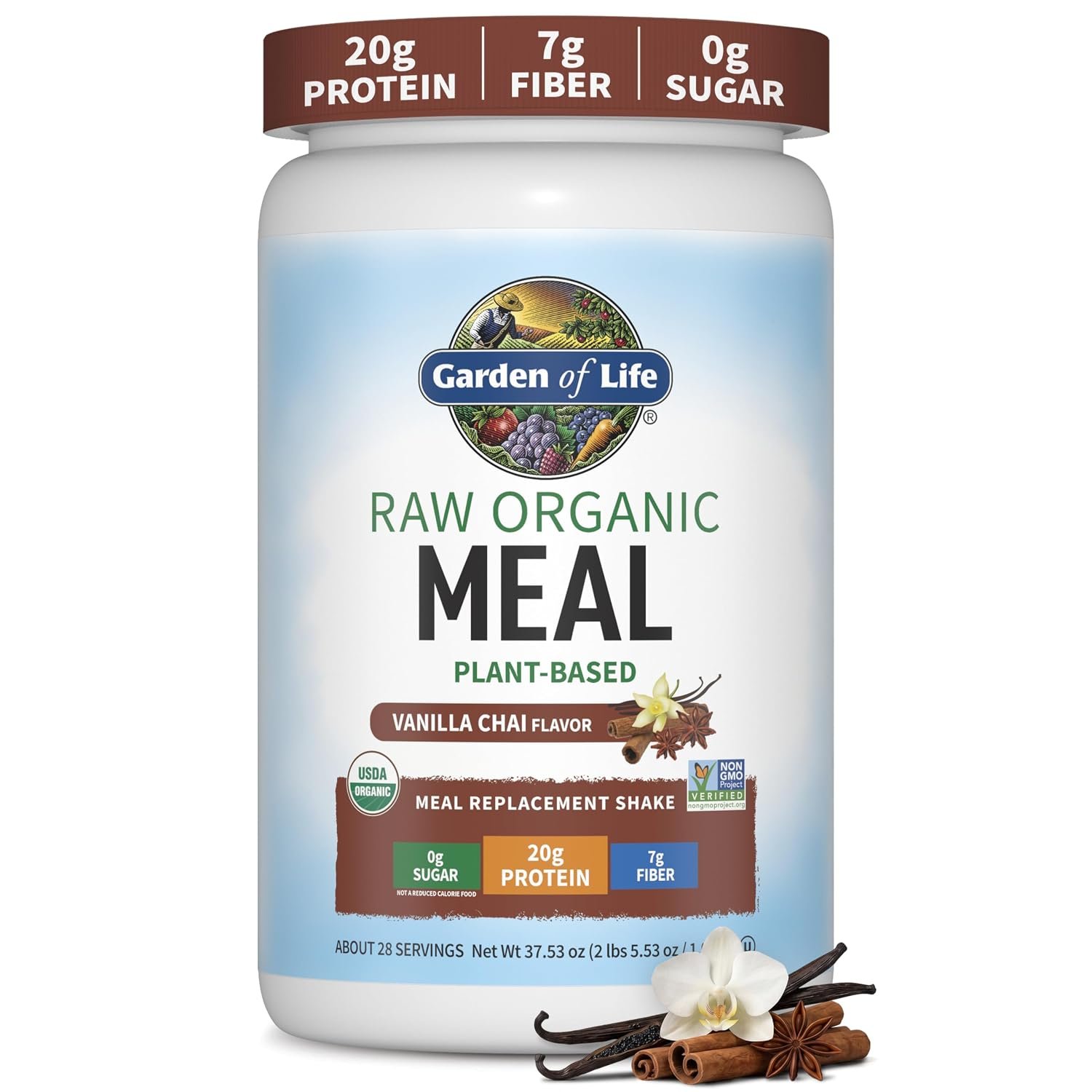 Garden of Life Raw Organic Meal Protein Powder, Vanilla Chai, 28 Servings