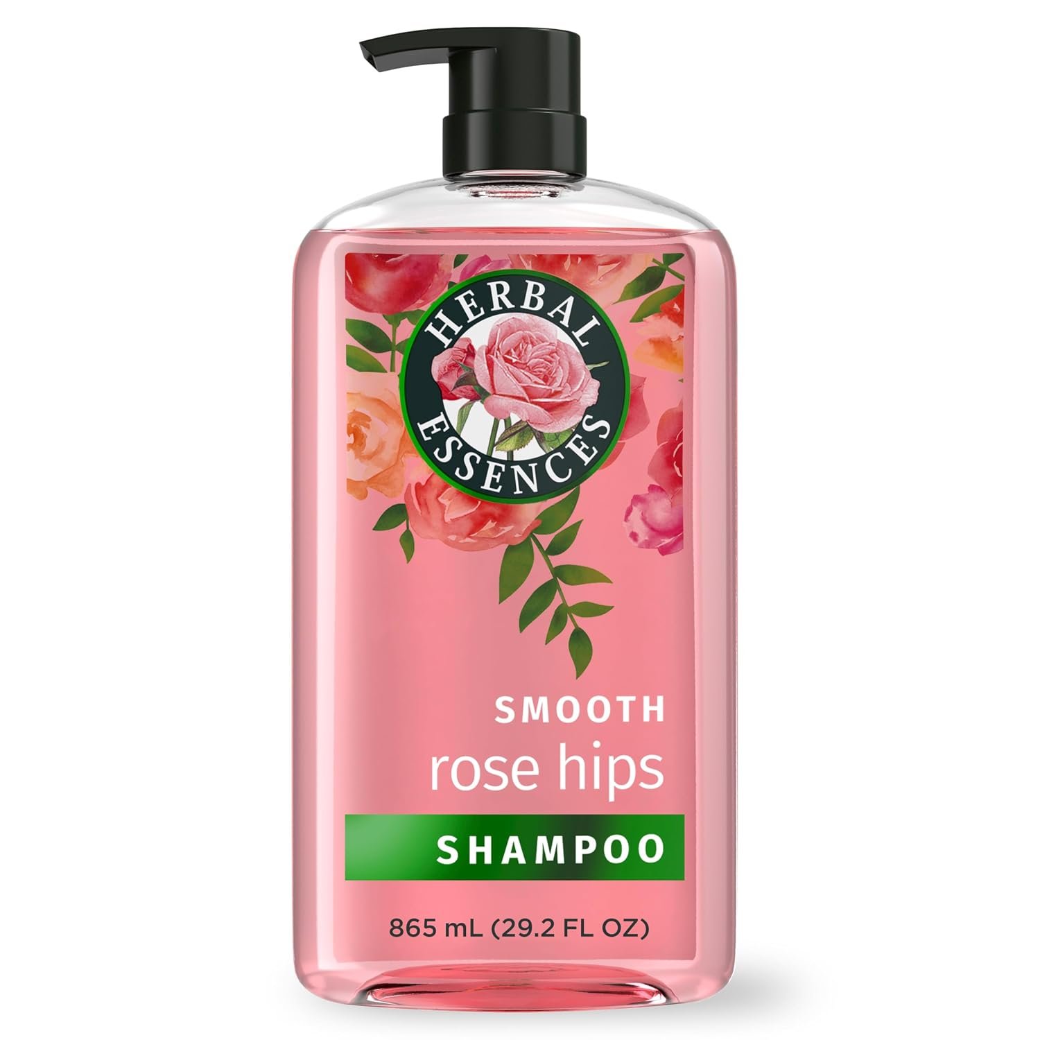 Herbal Essences Shampoo, Rose Hips – Smooth Collection, Shiny Hair with Vitamin E & Jojoba, Safe for Color Treated Hair, Floral Scent, Cruelty-Free, Dermatologist-Tested, 29.2 Fl Oz