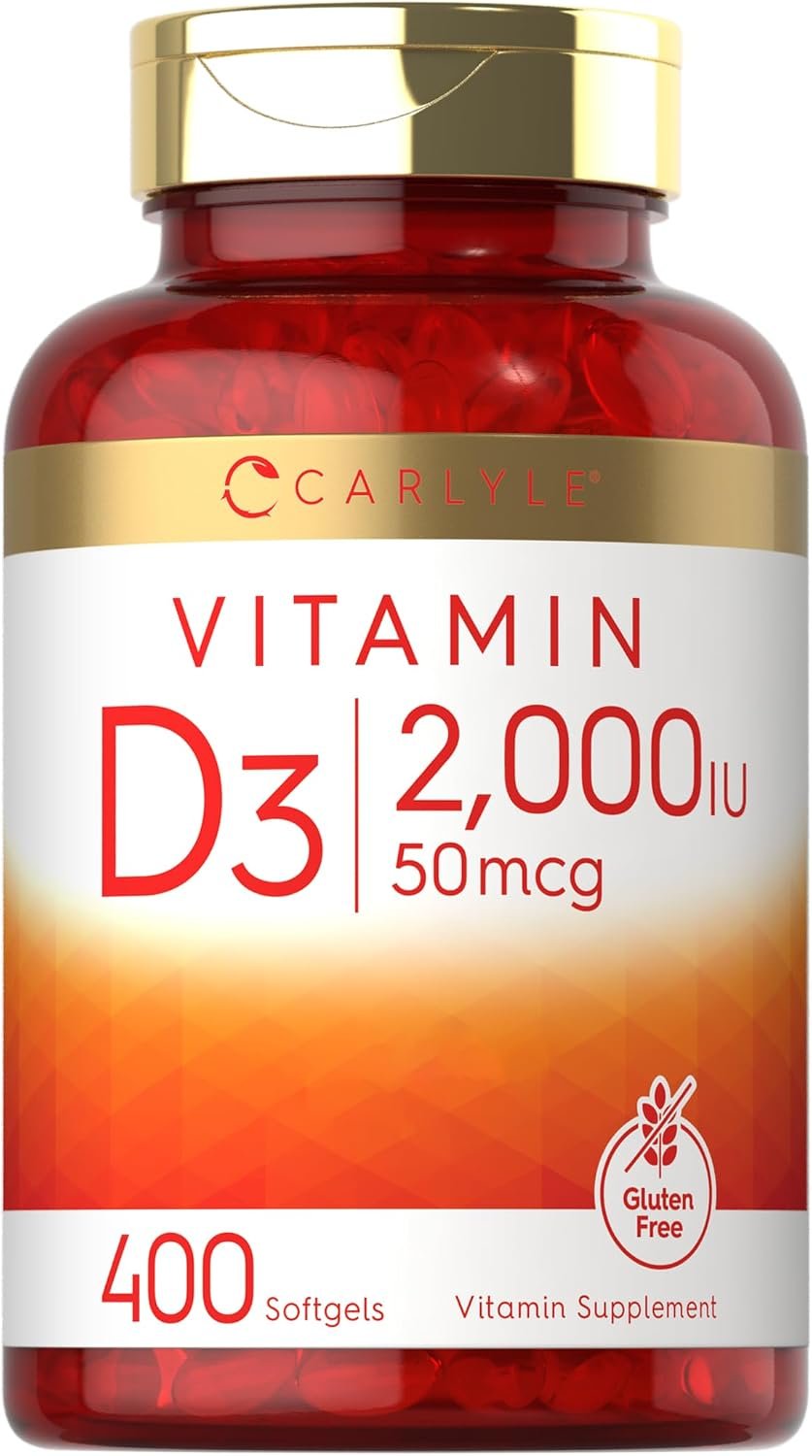 Carlyle Vitamin D3 2000IU Softgels | 400 Count | 50 mcg | Non-GMO, Gluten Free Formula | Vitamin D Supplement