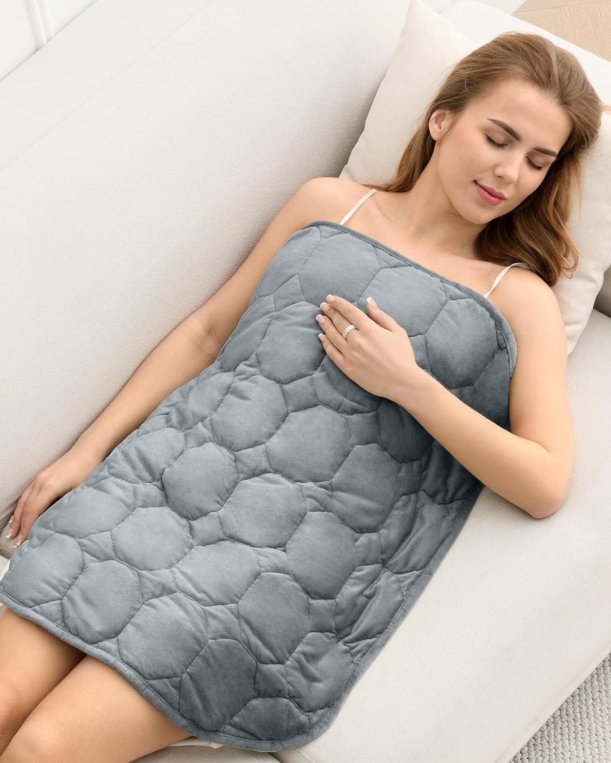 Cottonblue Small Weighted Lap Blanket Pad for Adults 7 lbs 24″x29″, Travel | Cozy Luxury Crystal Velvet Weighted Blankets Throw, Portable Grey Blanket for Teens Sleeping Relaxation Napping All Season