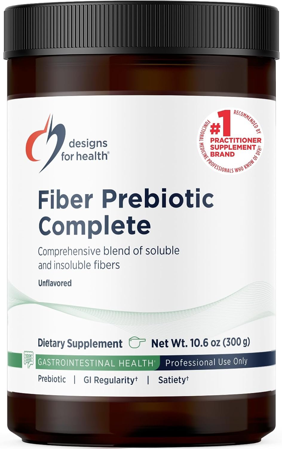 Designs for Health Fiber Prebiotic Complete – 12 Digestive Fiber Blend Powder Supplement w/Psyllium Husk, Flax + Apple Pectin – Prebiotic Gut Support, Unflavored + Unsweetened (30 Servings / 300g)
