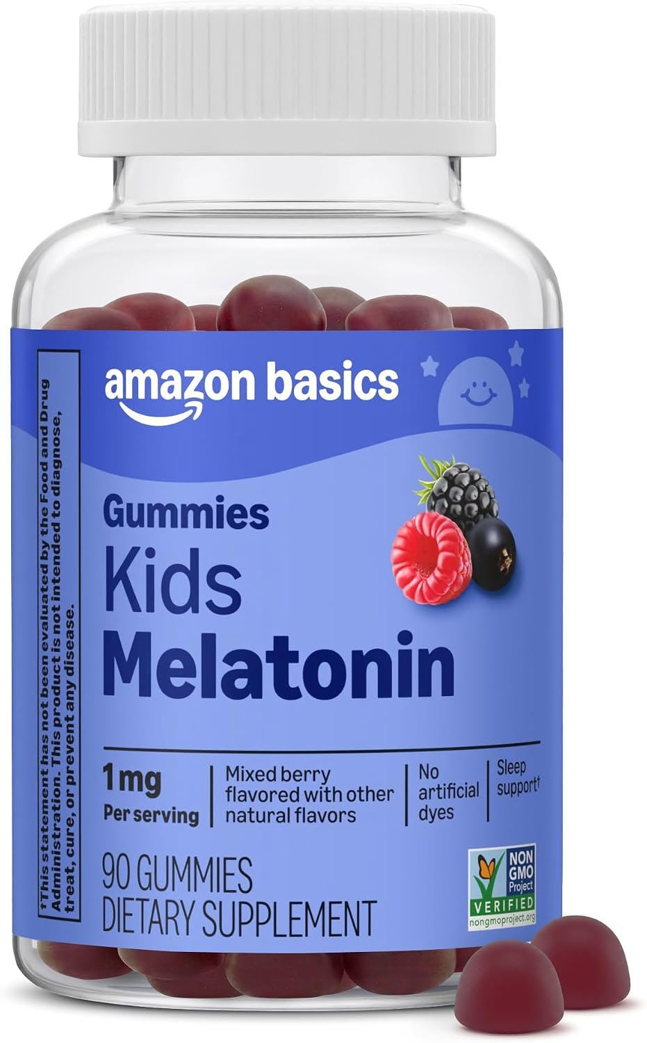 Amazon Basics Kids Melatonin 1 mg Dietary Supplement Gummies 90 Count