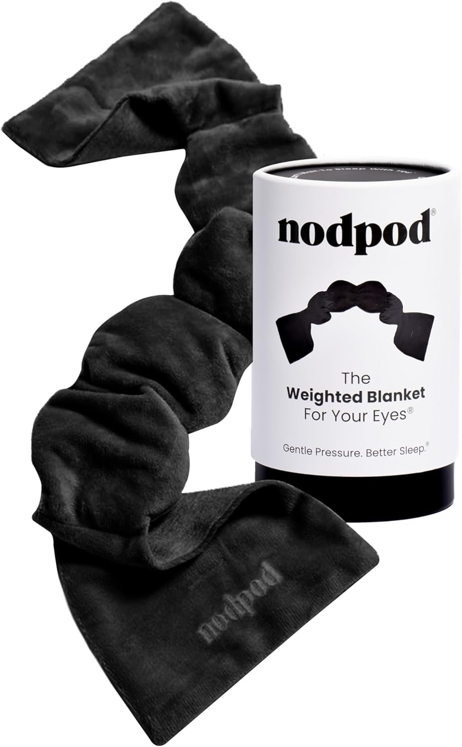 nodpod Patented Gentle Pressure Sleep Mask, Weighted Eye Mask | Patented Light Blocking Design for Sleeping, Travel & Relaxation, Bead Filled, Machine Washable, BPA-Free, Black Onyx