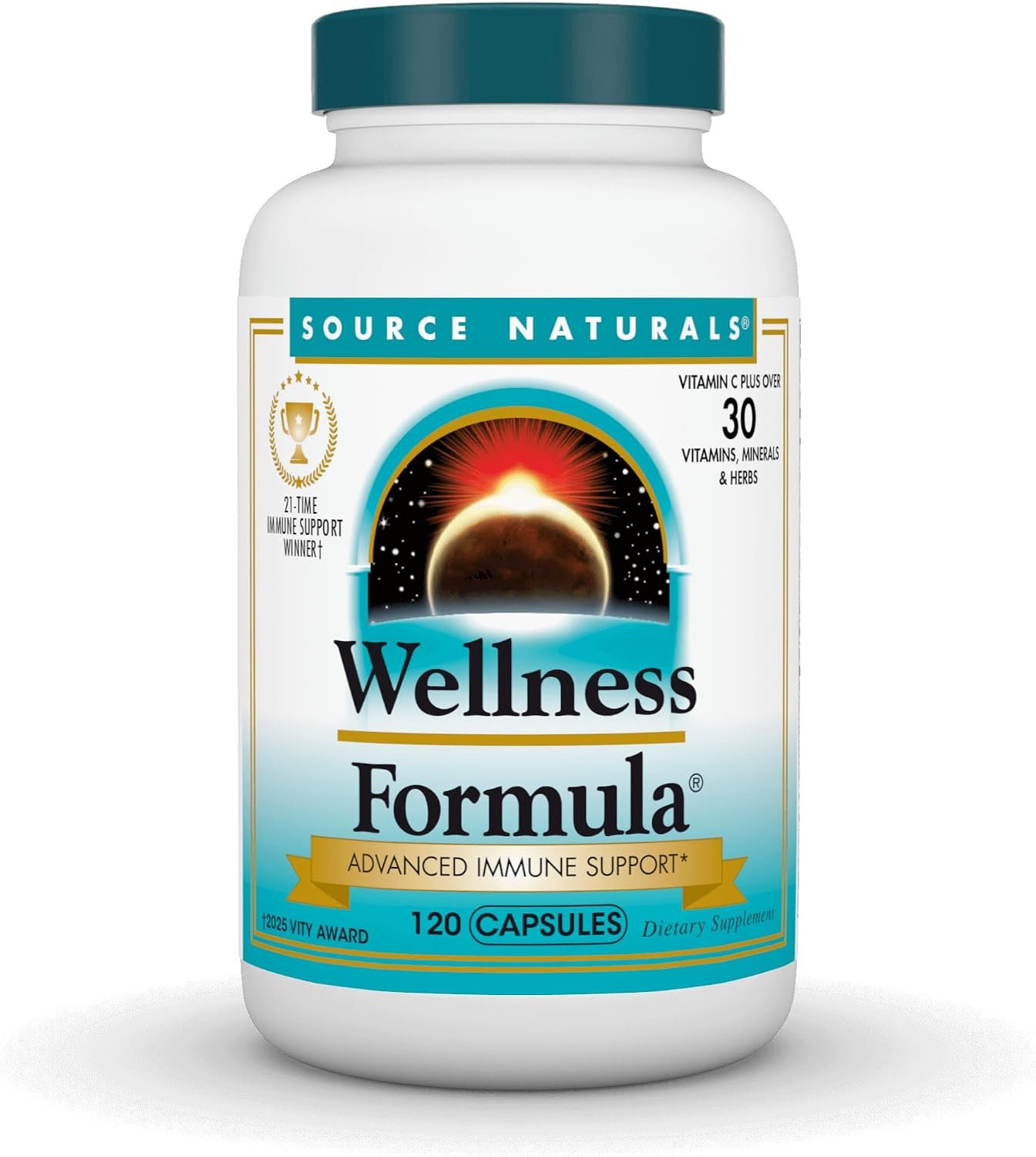 Source Naturals Wellness Formula, Advanced Immune Support – 120 Capsules | Bio-Aligned Vitamins & Herbal Defense with Vitamin C Plus 30 other Vitamins, Minerals & Herbs for Immune System Support