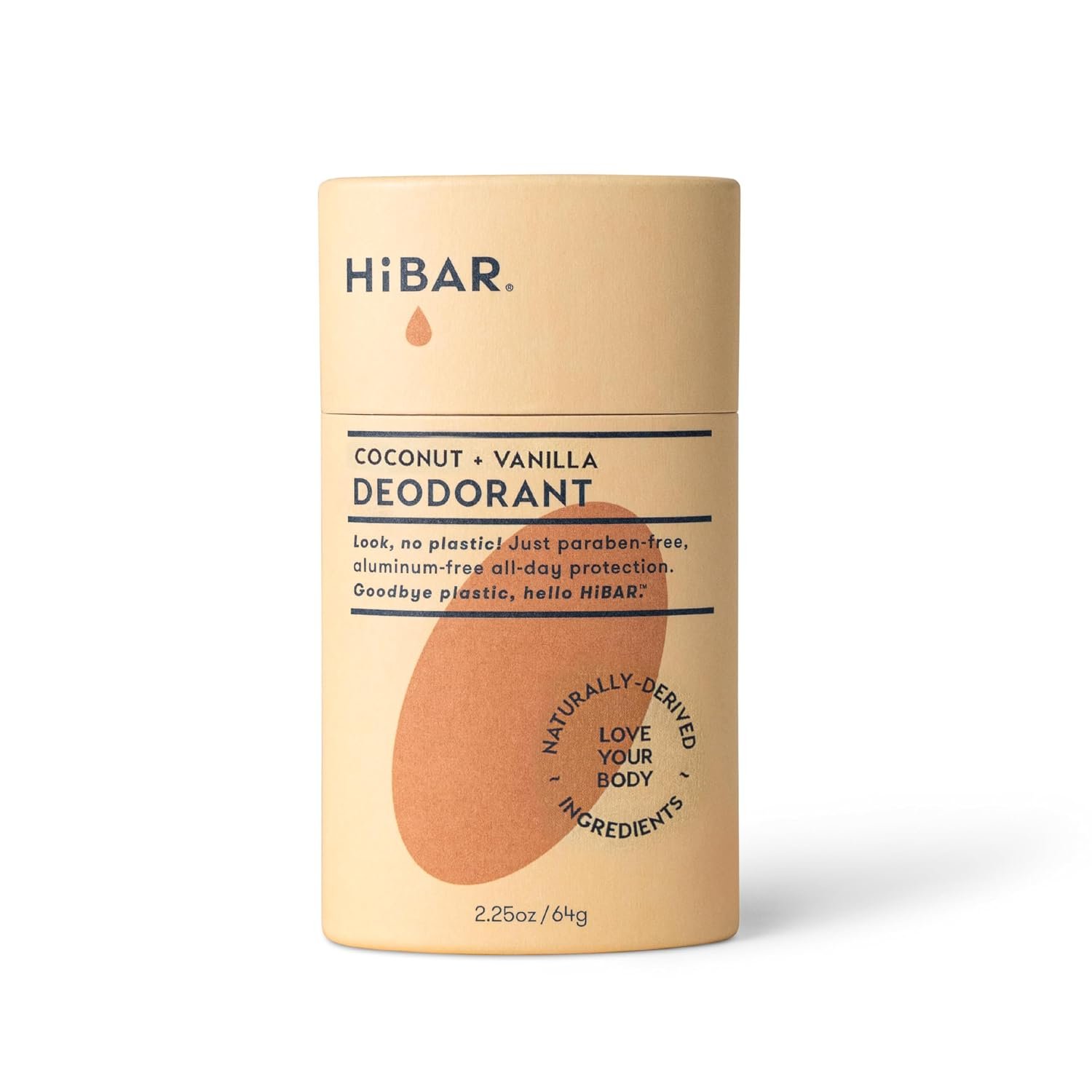 HiBAR – Coconut & Vanilla Deodorant – Plastic-Free – Aluminum-Free – 1 Pack | Natural Deodorant – All-Day Protection – With Sunflower Seed Wax, Rice Bran & Shea Butter – Paraben-Free – Vegan
