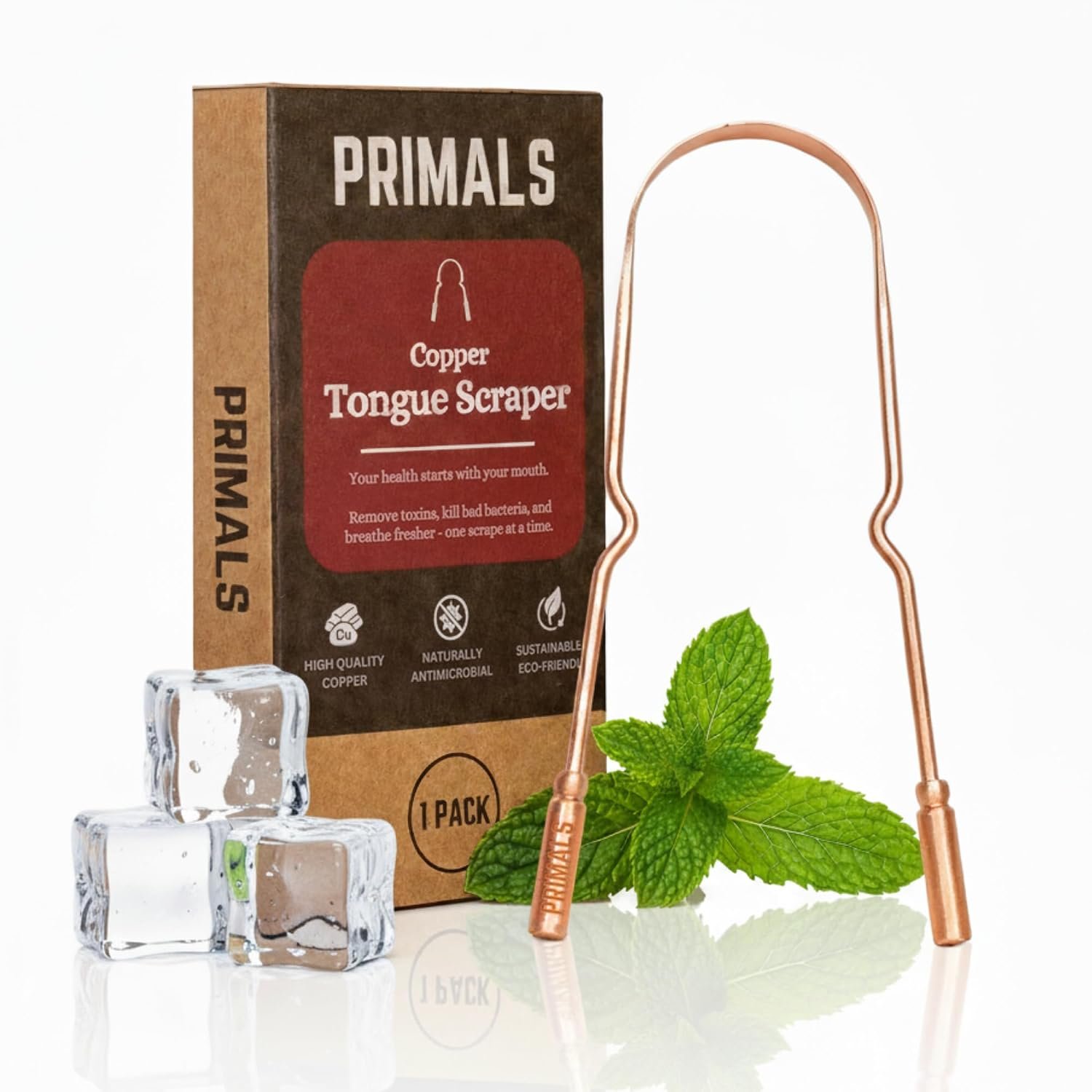 Copper Tongue Scraper – Fresher Breath & Improved Oral Health – Natural Ayurvedic Cleaner for Daily Detox – Rust-Resistant, Eco-Friendly with Travel Cloth Pouch Included (1 Count)