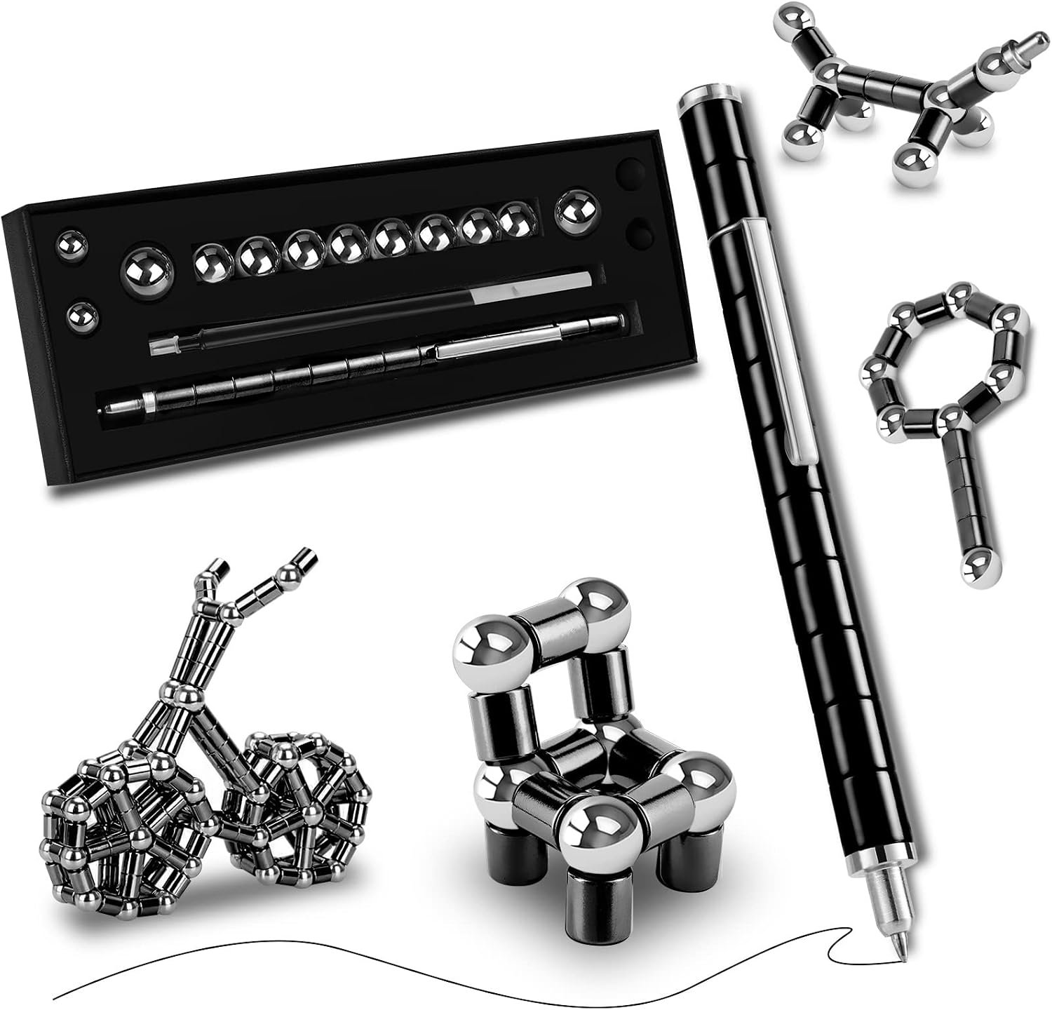 LARAH Fidget Pen and Stress Relief Desk Toy for Adults and Teens（Black） | At home or work; relieve stress, write and create shapes; a creative gift for birthdays, holidays and stocking stuffers