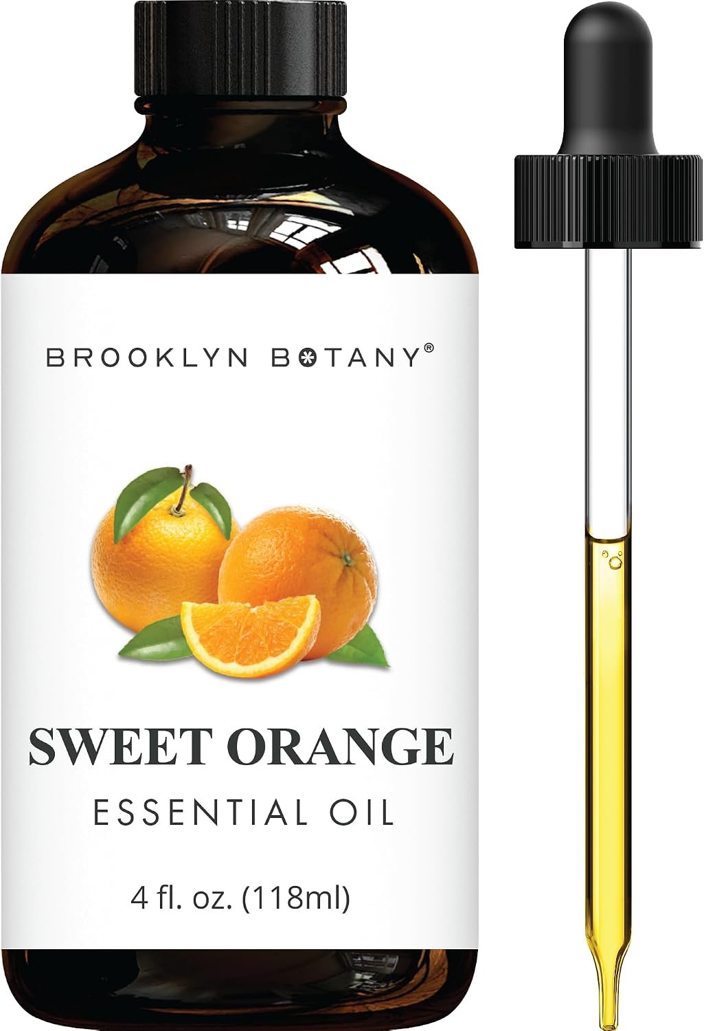 Brooklyn Botany Sweet Orange Essential Oil – Huge 4 Fl Oz – 100% Pure and Natural – Premium Grade with Dropper – for Aromatherapy and Diffuser