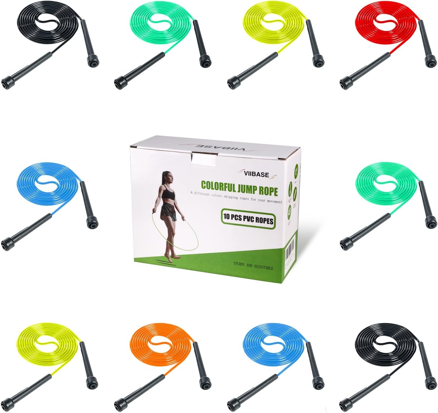 Pack PVC Jump Rope for Cardio Fitness – Versatile Adjustable Skipping Rope for Women Men Kids, Speed Jump Rope for Exercise,9 Feet