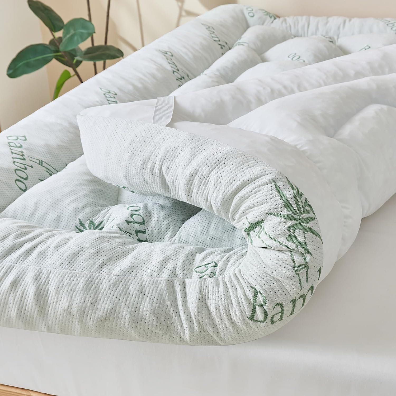 5 Inch Bamboo Mattress Topper Queen Size,Cooling Mattress Pad Cover,60×80” | Viscose Made from Bamboo,Extra Thick Pillow Top,2000 GSM Memory Foam Filling, Pain Relief, For Hot Sleepers