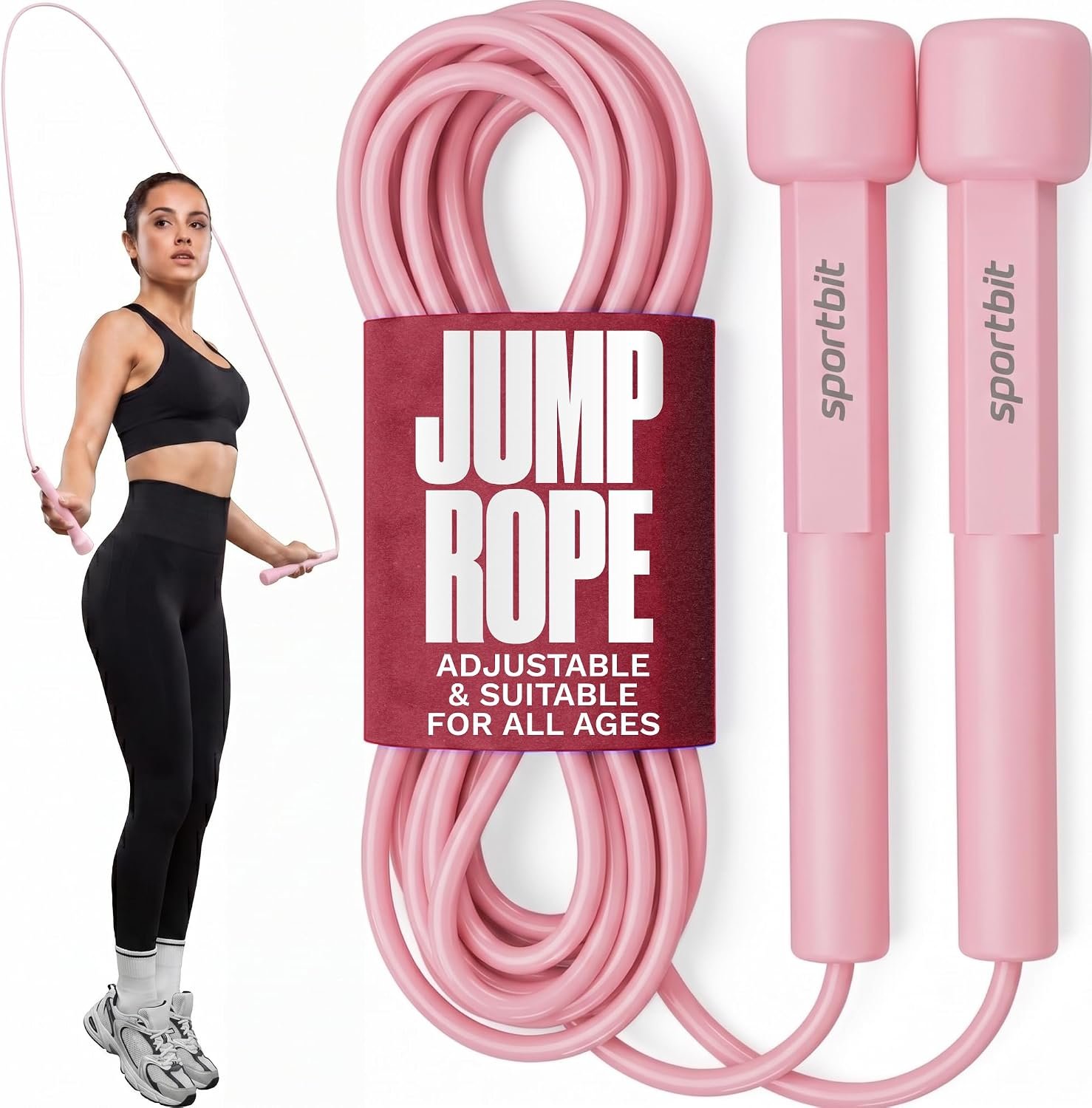 SPORTBIT Adjustable Jump Rope for Fitness and Exercise | Fitness and Exercise, Cardio, Boxing, and Weight Loss, Speed Rope, Men & Women