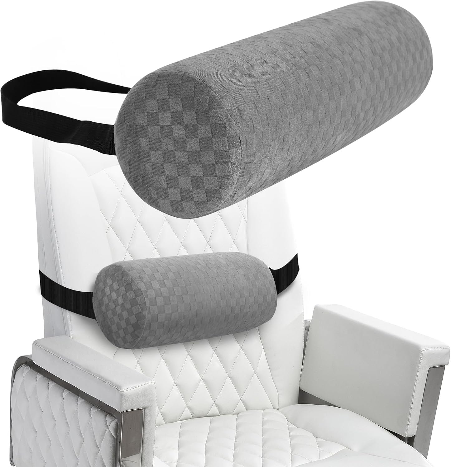 Lumbar Roll Pillow for Lower Back, Lumbar Support Foam Roll Cushion with Pillowcase and Upgraded Strap for Office, Chair, Car, Seat Pain Relief & Improving Posture (Light Grey, Short-11*4.3”) | Removable Pillowcase, Upgraded Adjustable Strap, Suitable for Office, Chair, Car, Seat Pain Relief & Improving Posture
