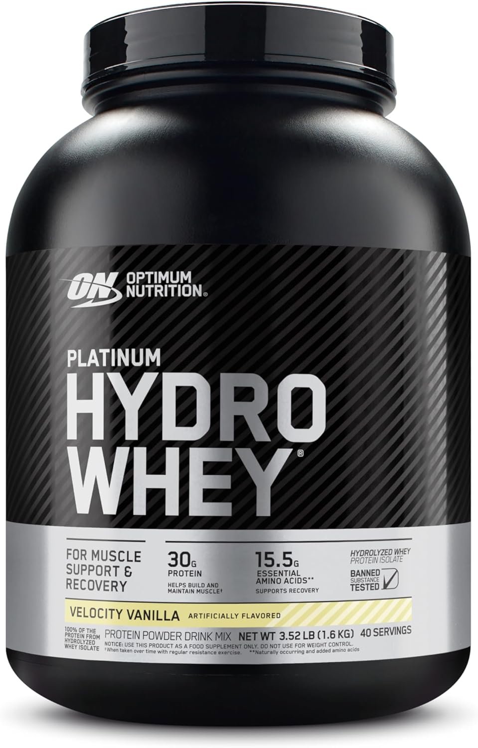 Optimum Nutrition Platinum Hydrowhey Protein Powder, Velocity Vanilla, 4 LB