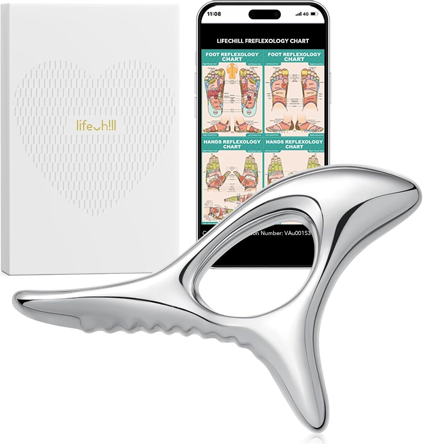 lifechill Trigger Point Massage Tools Pain Relief Deep Tissue, FSA Eligible | Metal Gua Sha Fascia Release Tools, Muscle Scraper Acupressure Tool for Pressure Point Massage, Lymphatic Drainage Massager