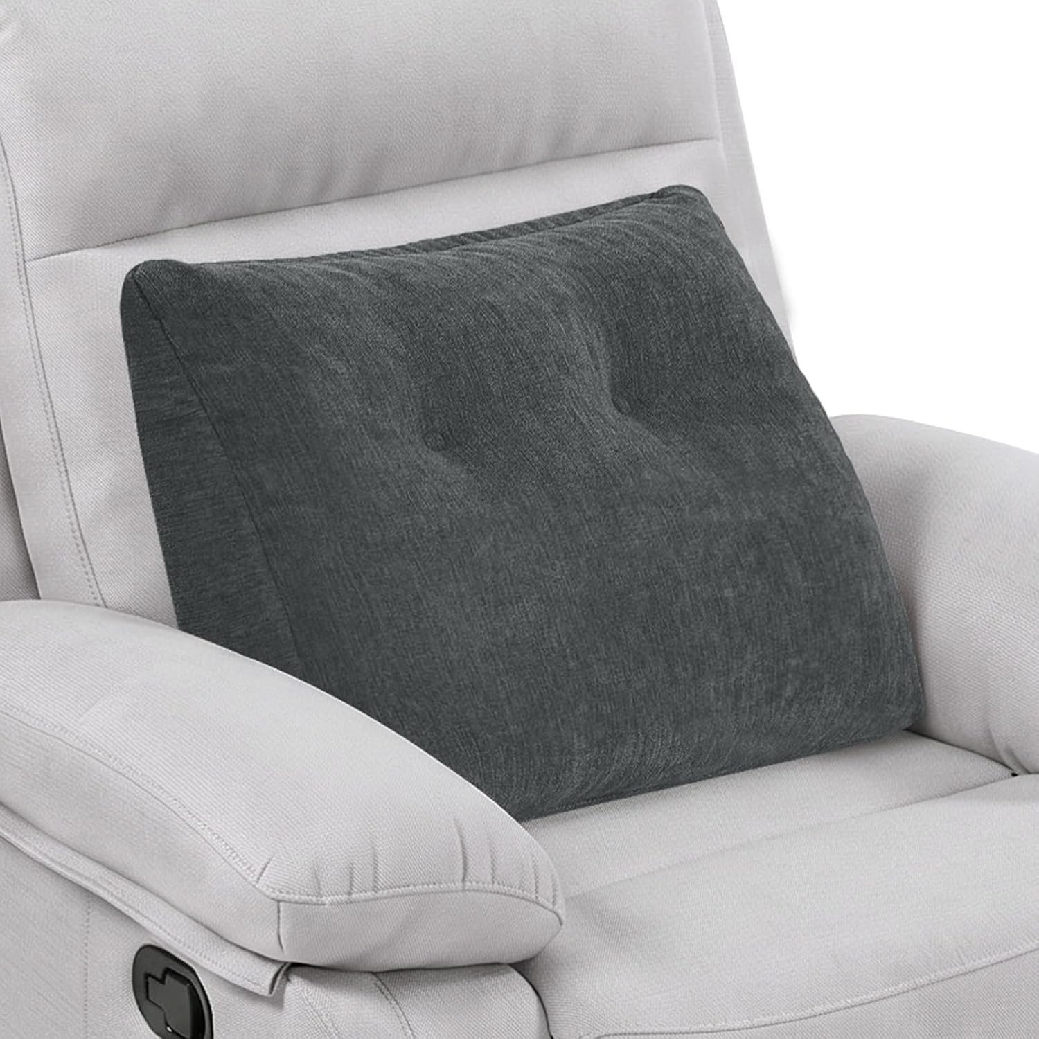 Back Support Pillow for Recliner Soft Dual Layer Lumbar Support Pillow with Shredded Memory Foam Ergonomic Orthopedic Couch Lumbar Cushions for Elderly Lower Back Pain Relief Dark Grey