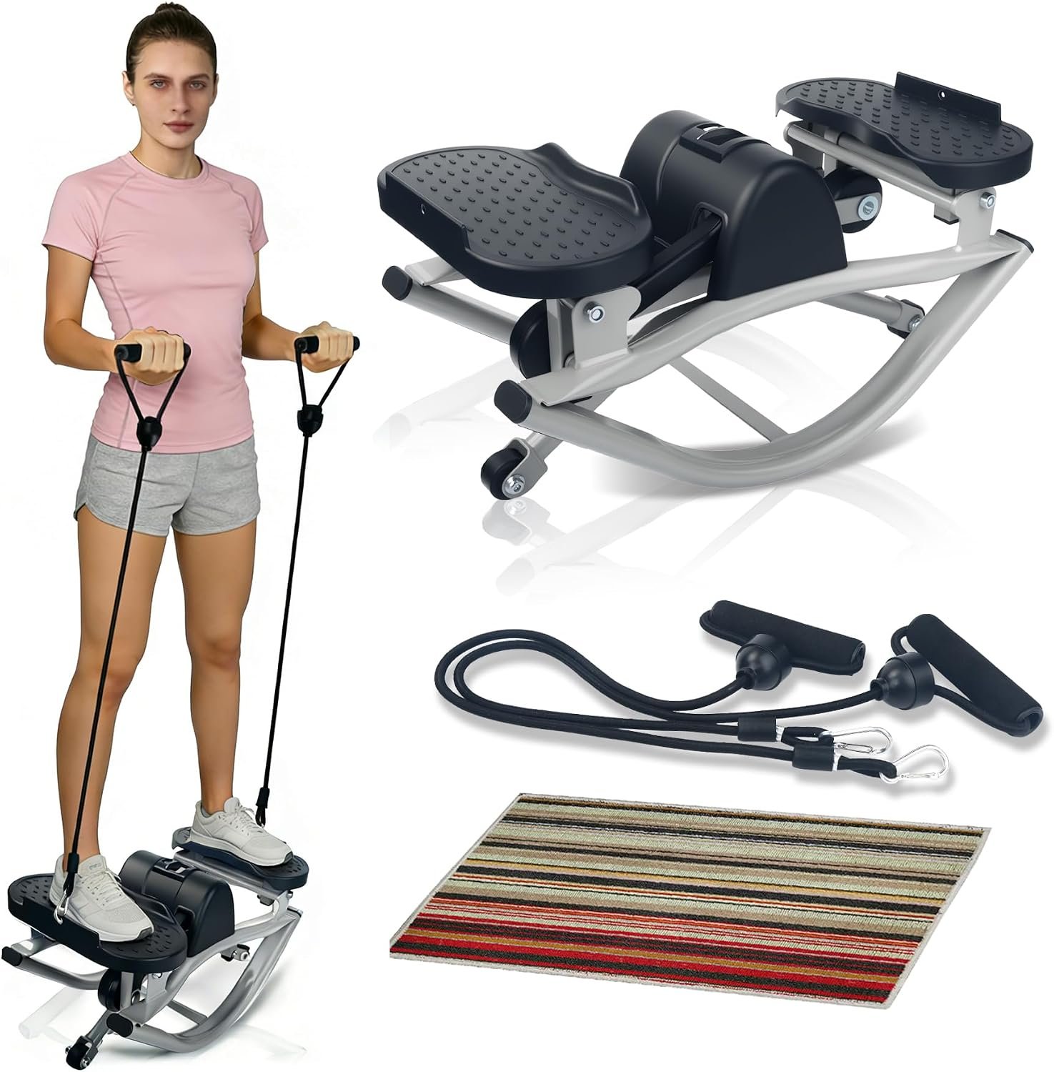 Rock Stepper Machine with Digital Display,Workout at Home,Office | Digital display, side-to-side motion, home workout, arm leg glute exercise,home fitness, full body workout
