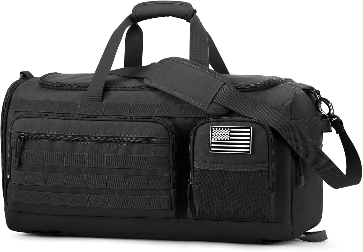 G4Free 3-in-1 Duffle Bag Travel Gym Sports, Large Tactical Duffel Backpack | 50L/65L with Shoes Compartment and Wet Pocket, Military Workout Bag for Men and Women, Black