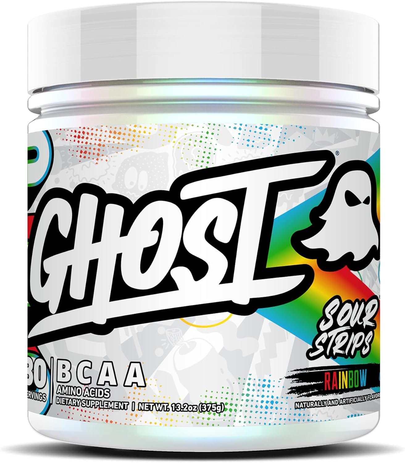 GHOST BCAA Powder Amino Acids Supplement, Sour Strips – 7G BCAA | Sugar-Free Intra, Post, & Pre Workout Amino Powder & Recovery Drink – 30 Servings