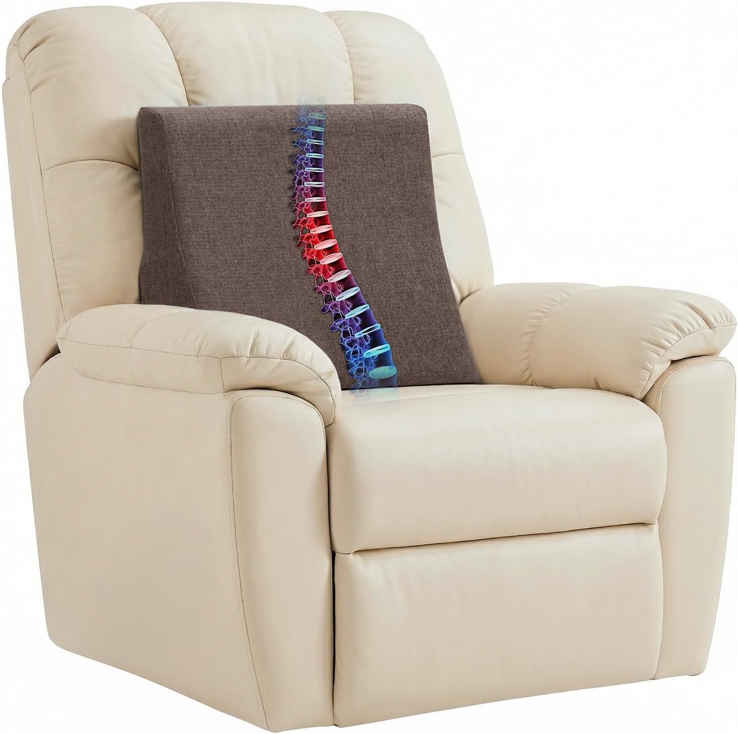 Vekkia Lumbar Support Pillow for Sofa(Brown) | Rocking Chair Pillow for Lower Back Pain Relief/Lumbar Cushion for Sofa/Washable Cover