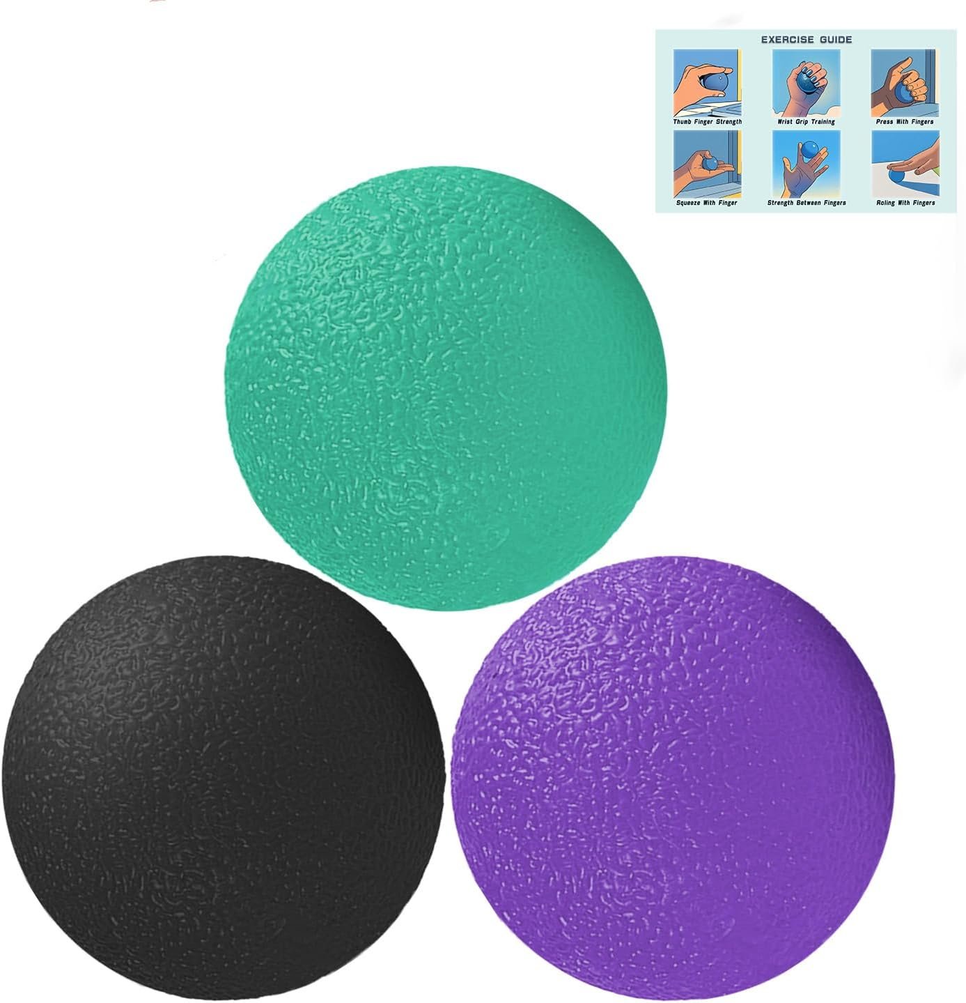 3 Pack Stress Balls for Adults, Squeeze Balls for Hand Therapy | 3 Resistance Level Stress Ball, Squishy Ball, Hand Strengthening Devices, Therapy Ball for Hand Therapy, Exercise and Relax