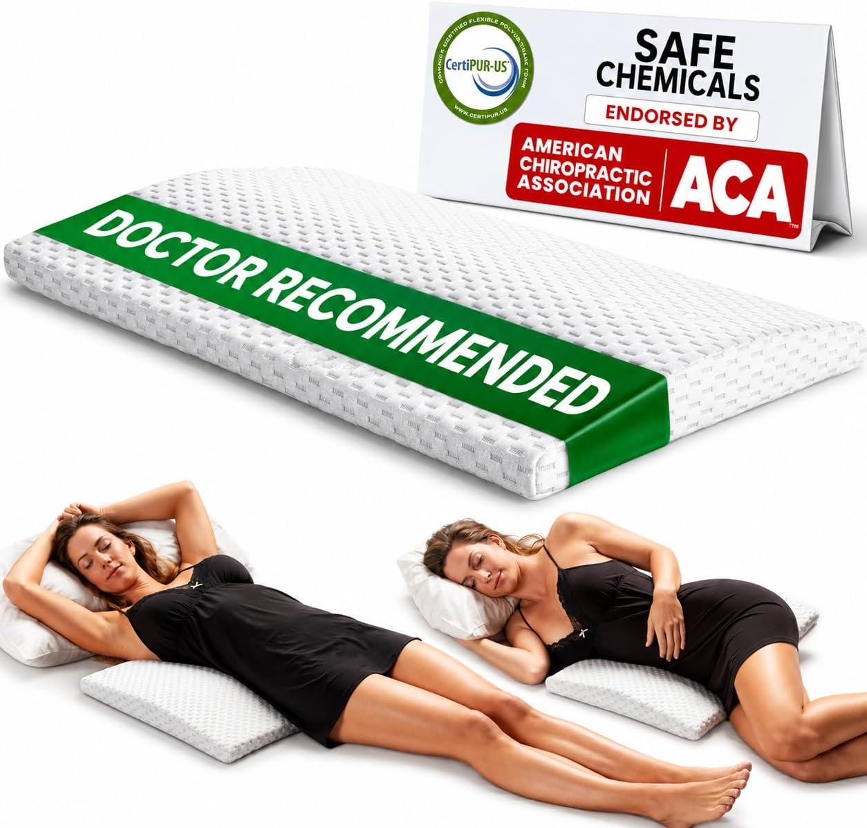 ComfiLife Lumbar Support Pillow for Sleeping Memory Foam Pillow for Back Pain Relief – Side, Back and Stomach Sleepers- Triangle Wedge Pillow – Bed Rest Pillow – Medium-Soft (White, Standard)