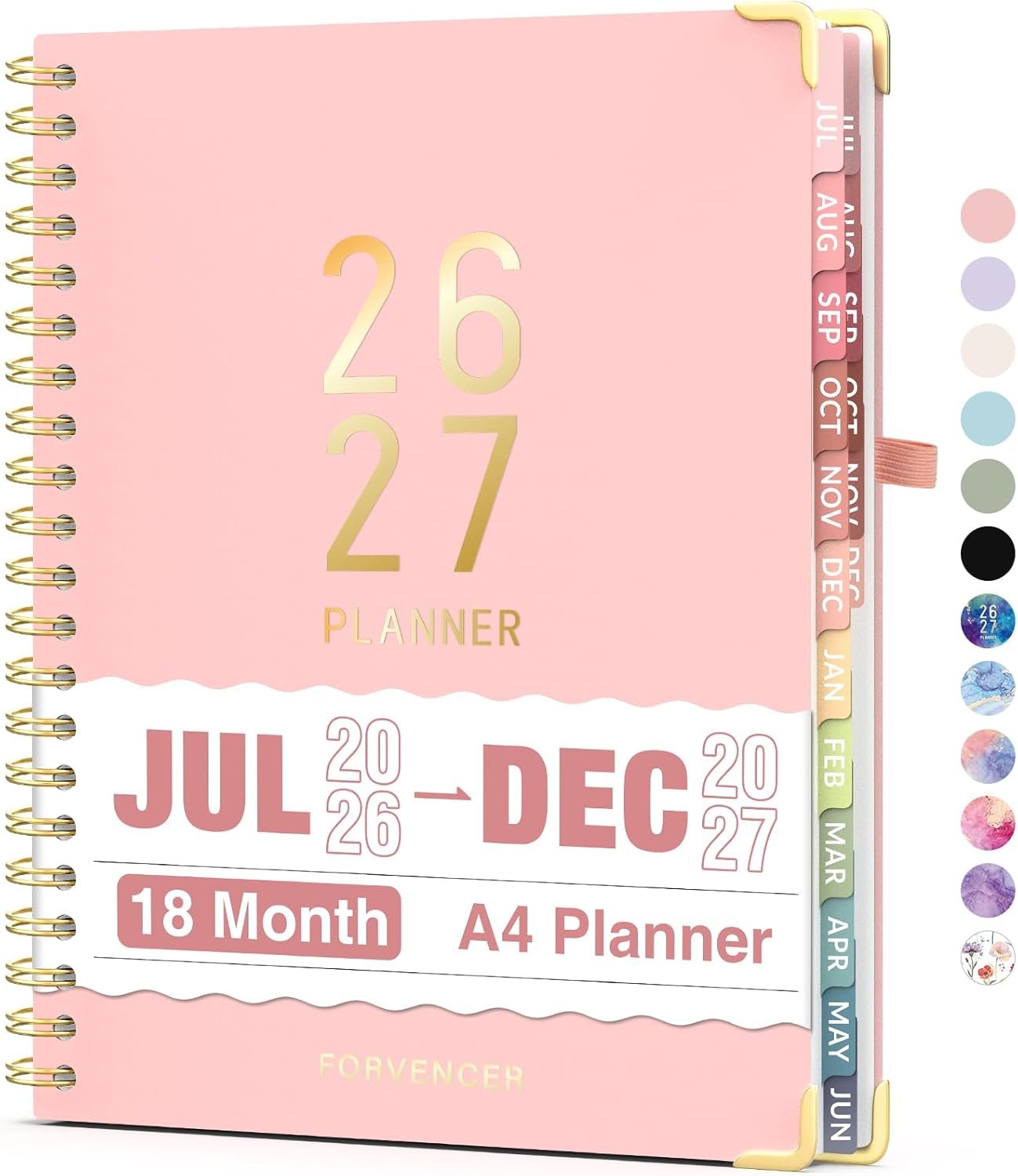 Jul 2026 – Dec 2027 Planner, Forvencer 18 Month Planner 2026-2027, 8.5″x11″ | Hardcover Calendar Academic Planner Weekly and Monthly, Daily Agenda Book, School Supplies for Student Teacher, A4, Pink